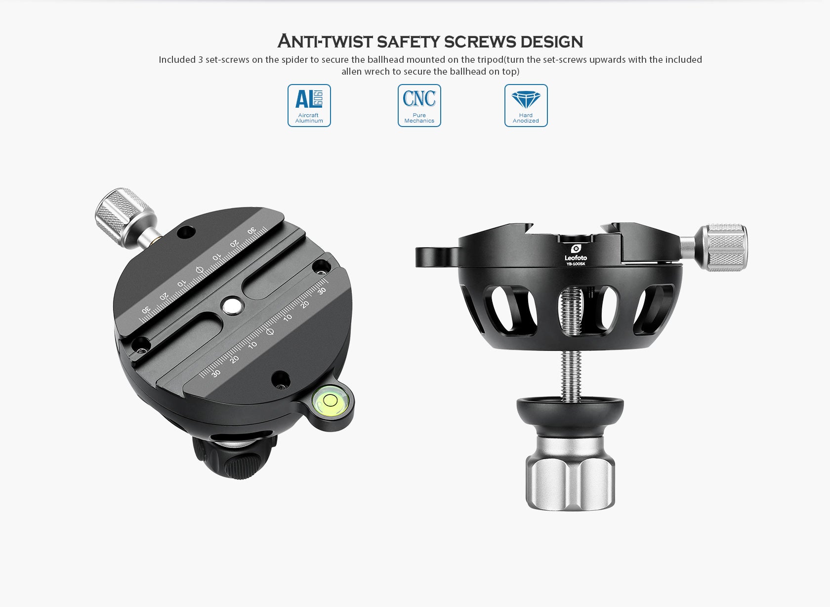 Leofoto YB-100LK / YB-100MK / YB-100SK | Leveling Base with Handle for