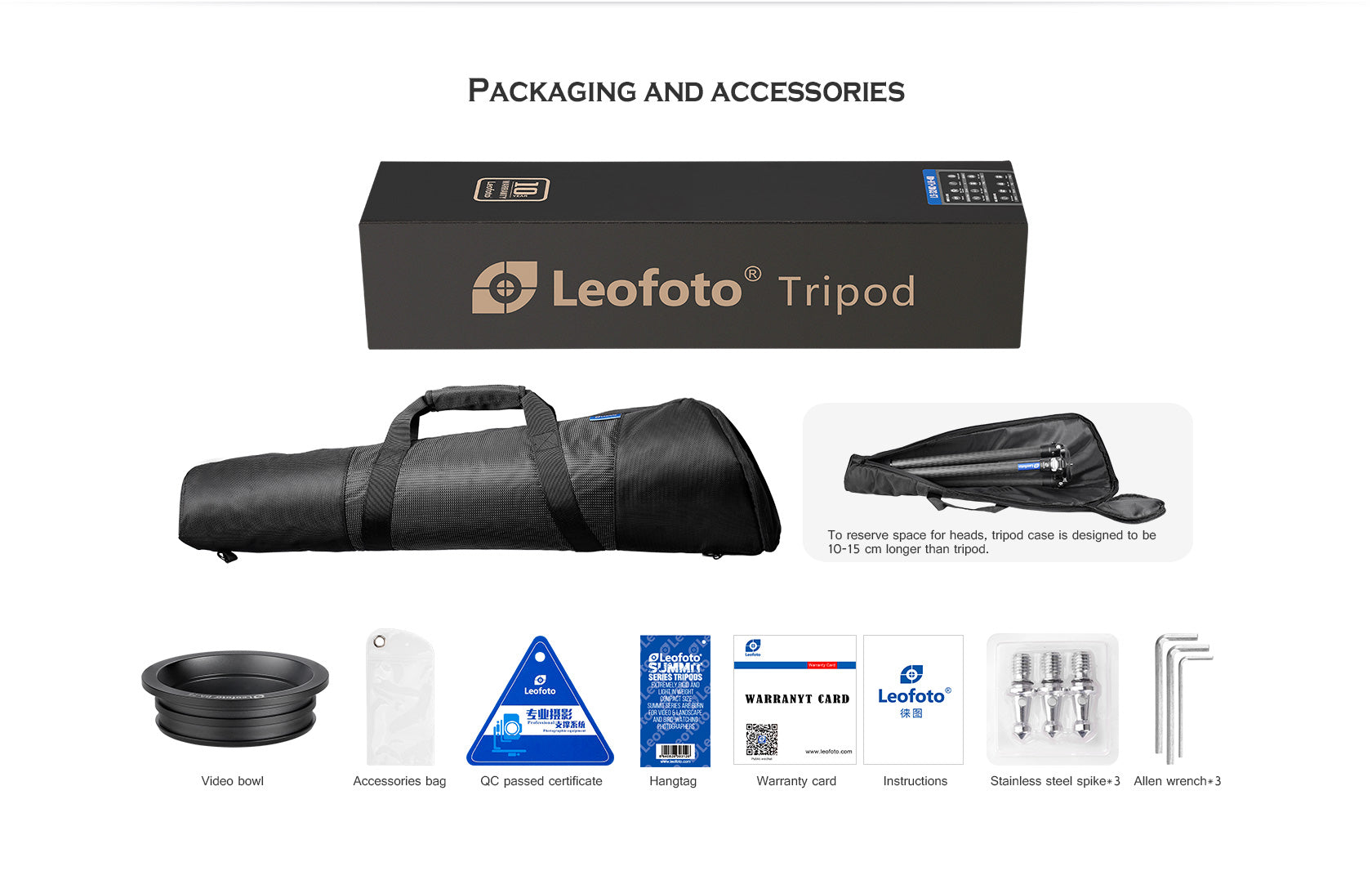 Leofoto LM-404CL(Long) Tripod with 100mm Video Bowl/Platform and Bag | Max Load 88 lb