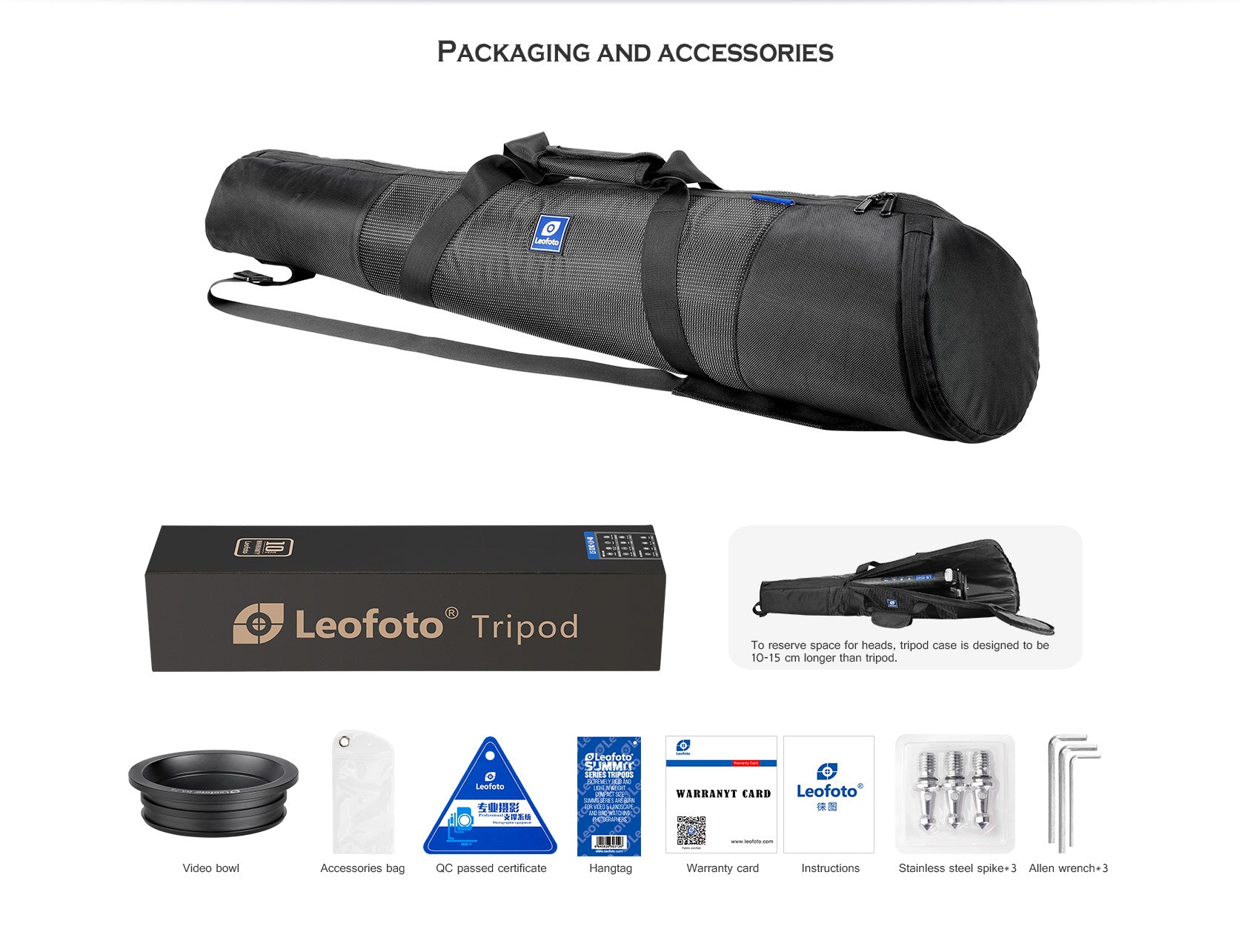 Leofoto LN-364C Heavy Duty Tripod with 75mm Video Bowl+Platform & Bag