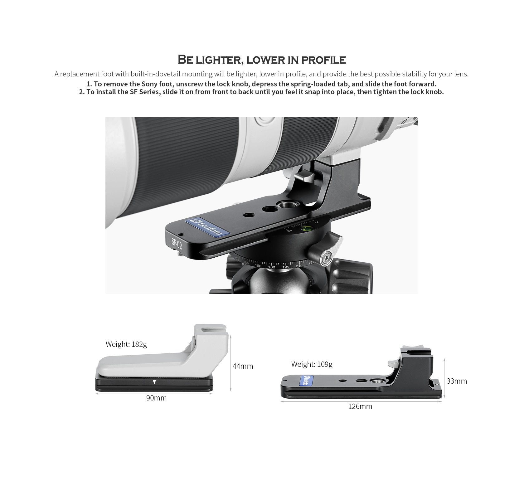 Leofoto SF-02N [Ver.2] Replacemet Lens Foot for SONY FE 200-600 F/5.6-6.3