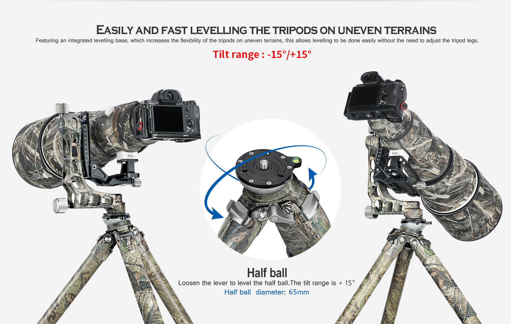 Leofoto LS-365CEX + PG-1 (Full Camo) Ranger Leveling Tripod and PG-1 Gimbal Head Set