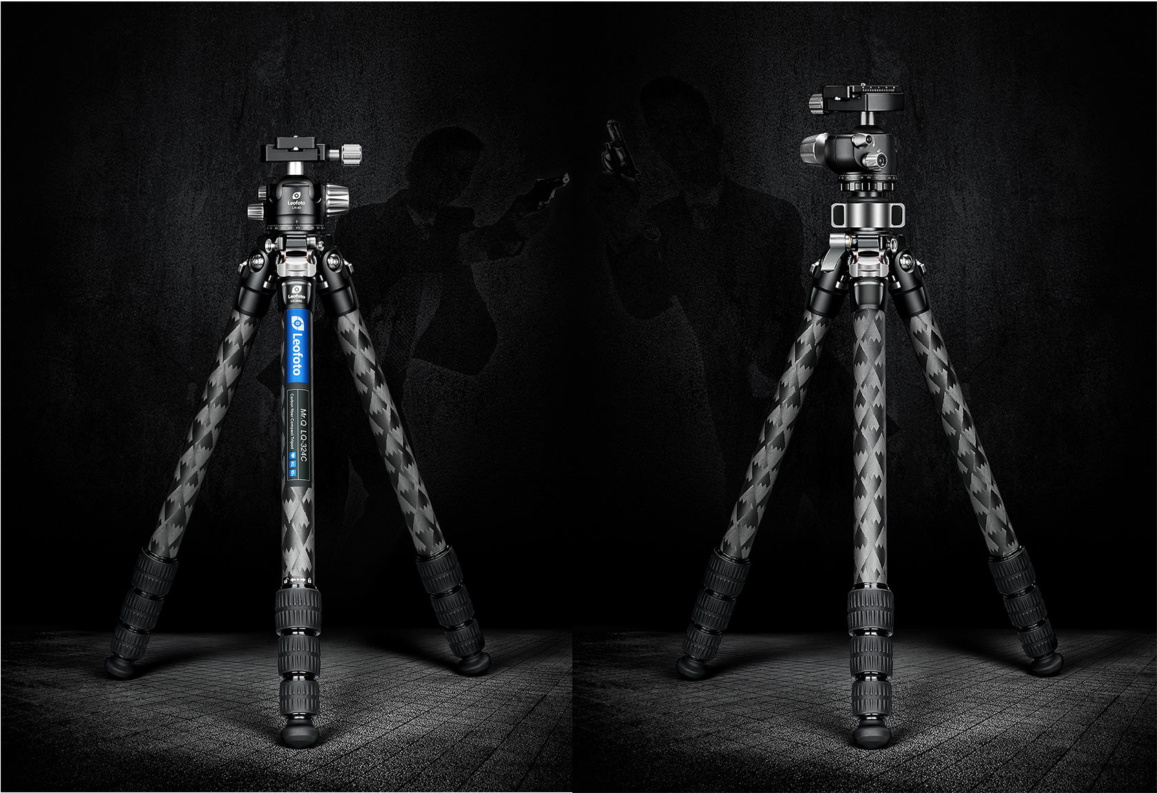 Leofoto LQ-324C Premium Carbon Fiber Tripod + LH-40/LR Low-Profile Ballhead  with Quick Swap Center Column+Apex Platform and Tripod Bag