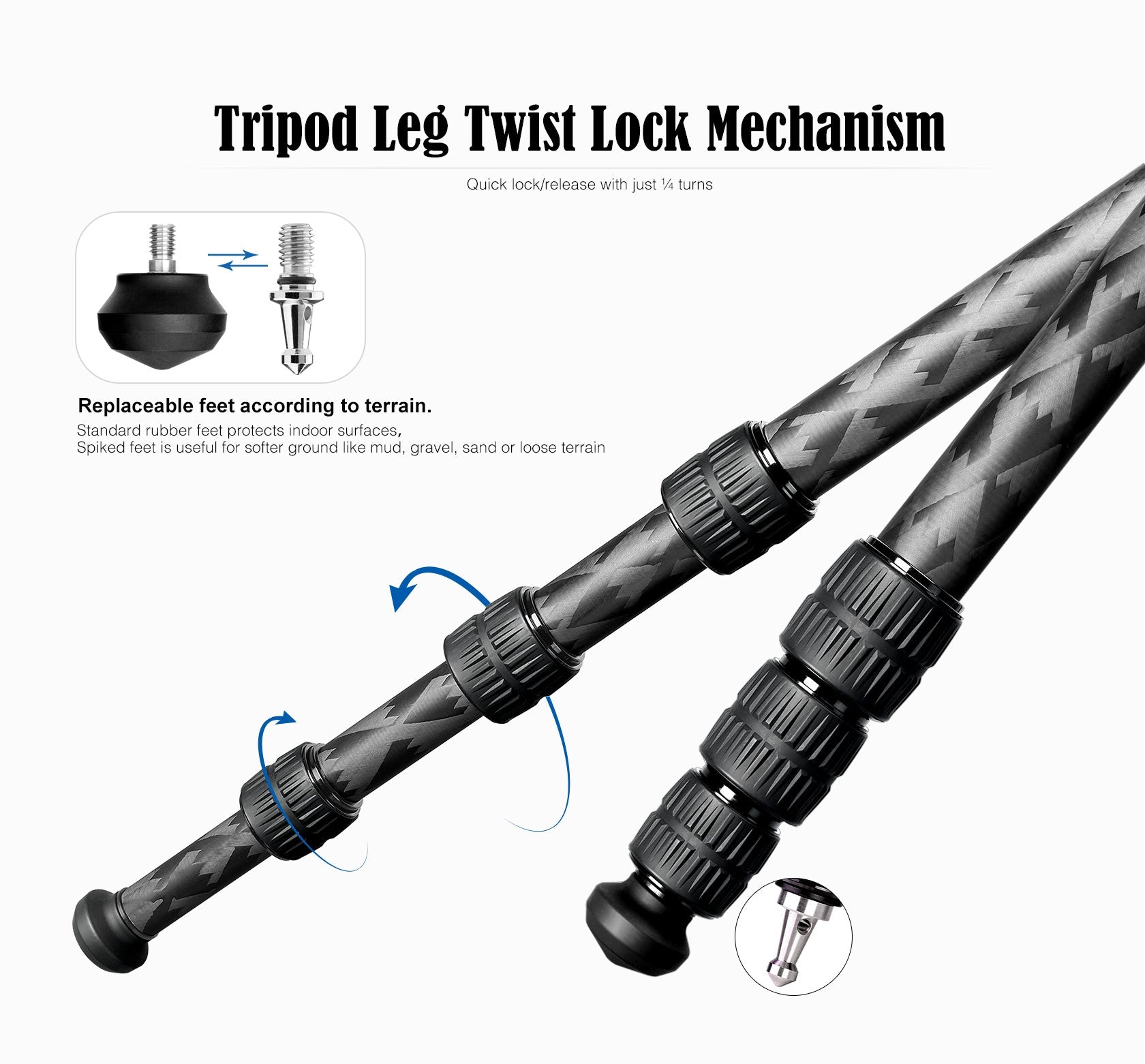 Leofoto LQ-324C Premium Carbon Fiber Tripod with Quick Swap Center Column+Apex Platform and Tripod Bag