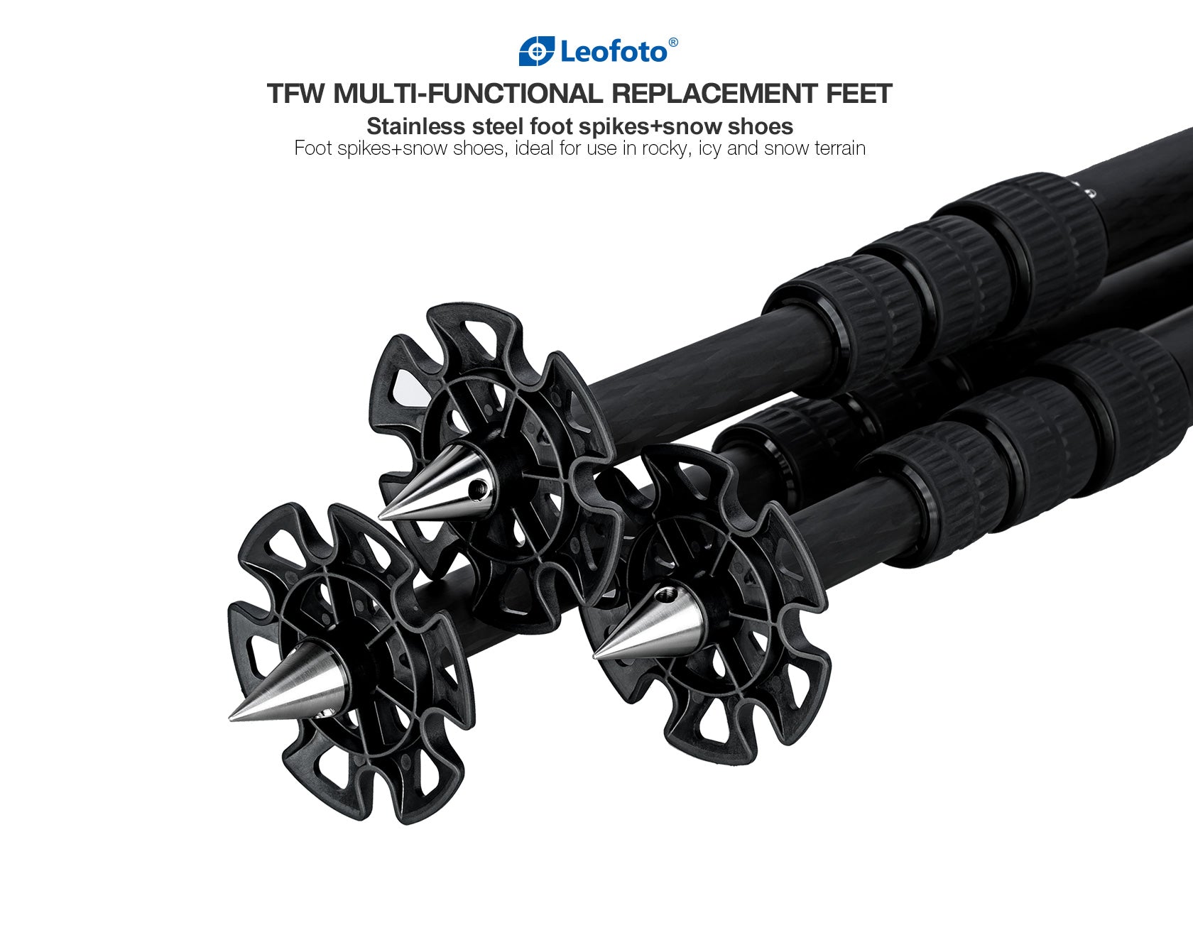 Leofoto TFW Set of 3 Stainless Steel Multi-Functional Feet For Snow / Sand | 3/8"