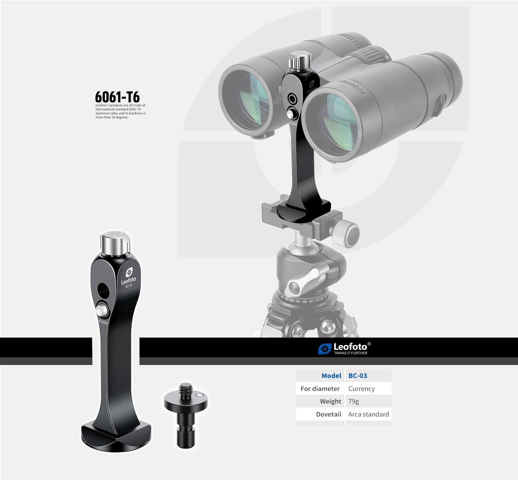 Leofoto BC-03 Hands Free Modular Binoculars Adapter for Tripod Mount Arca Compatible