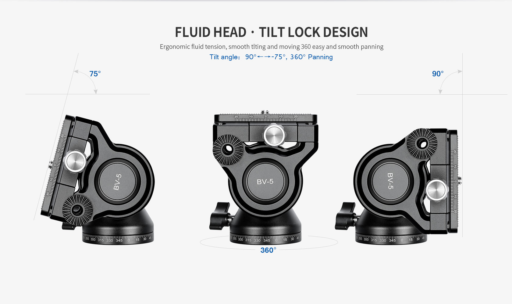 Leofoto BV-5 Mini Compact Fluid Head/ Tilt Lock Design