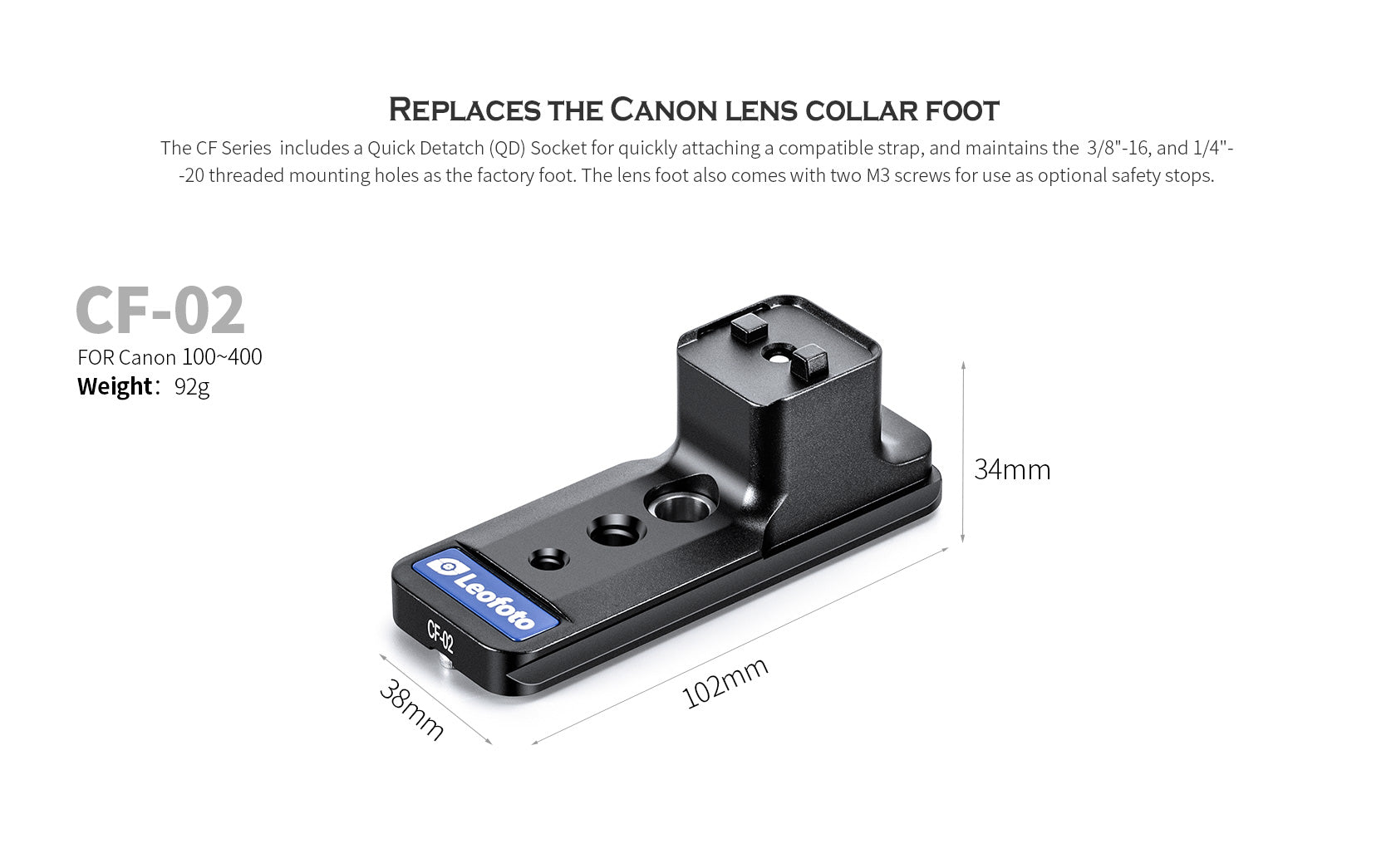 Leofoto CF-02N [Ver. 2] Replacement Foot for CANON 100~400 F/4.5~5.6