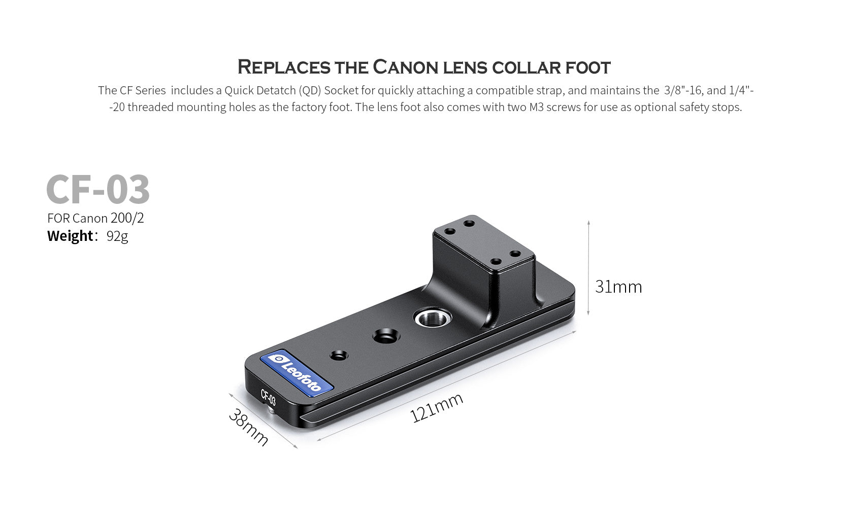 Leofoto CF-03 Replacement Foot for CANON 200 f/2L