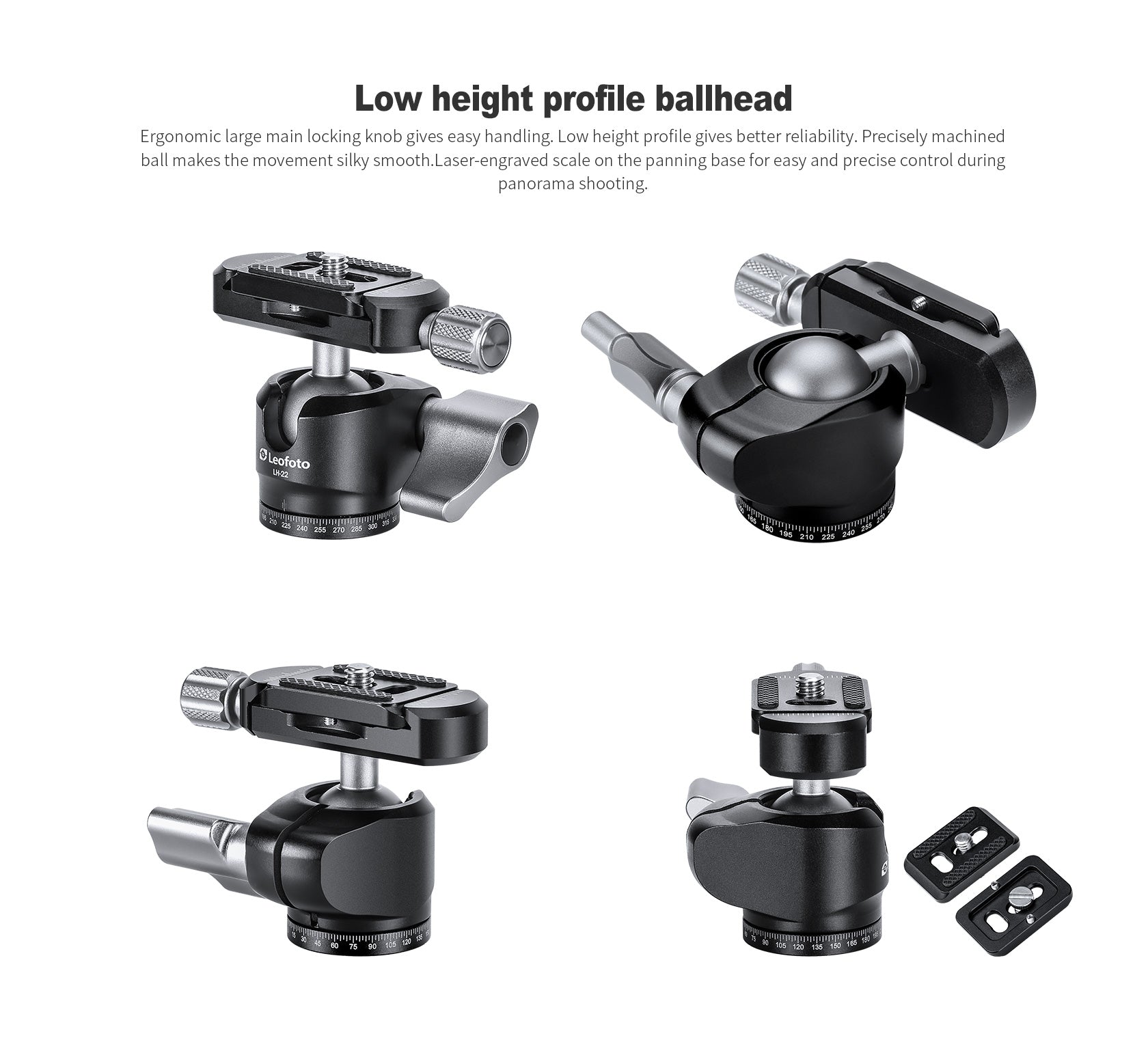 Leofoto LH-22 Mini Ball Head + QR Plate | Arca Compatible | 1/4