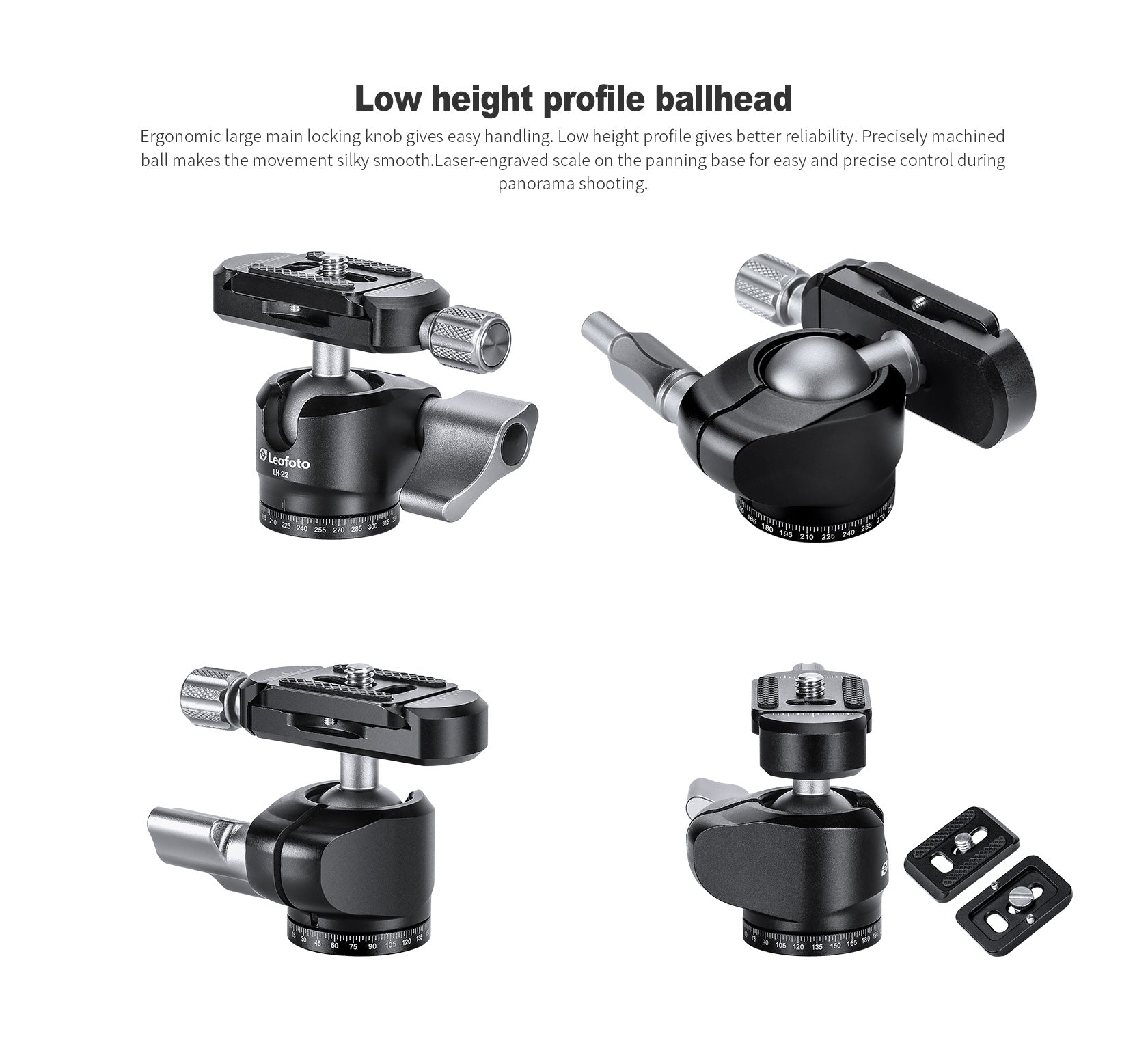 Leofoto LH-22 Mini Ball Head + QR Plate | Arca Compatible | 1/4"