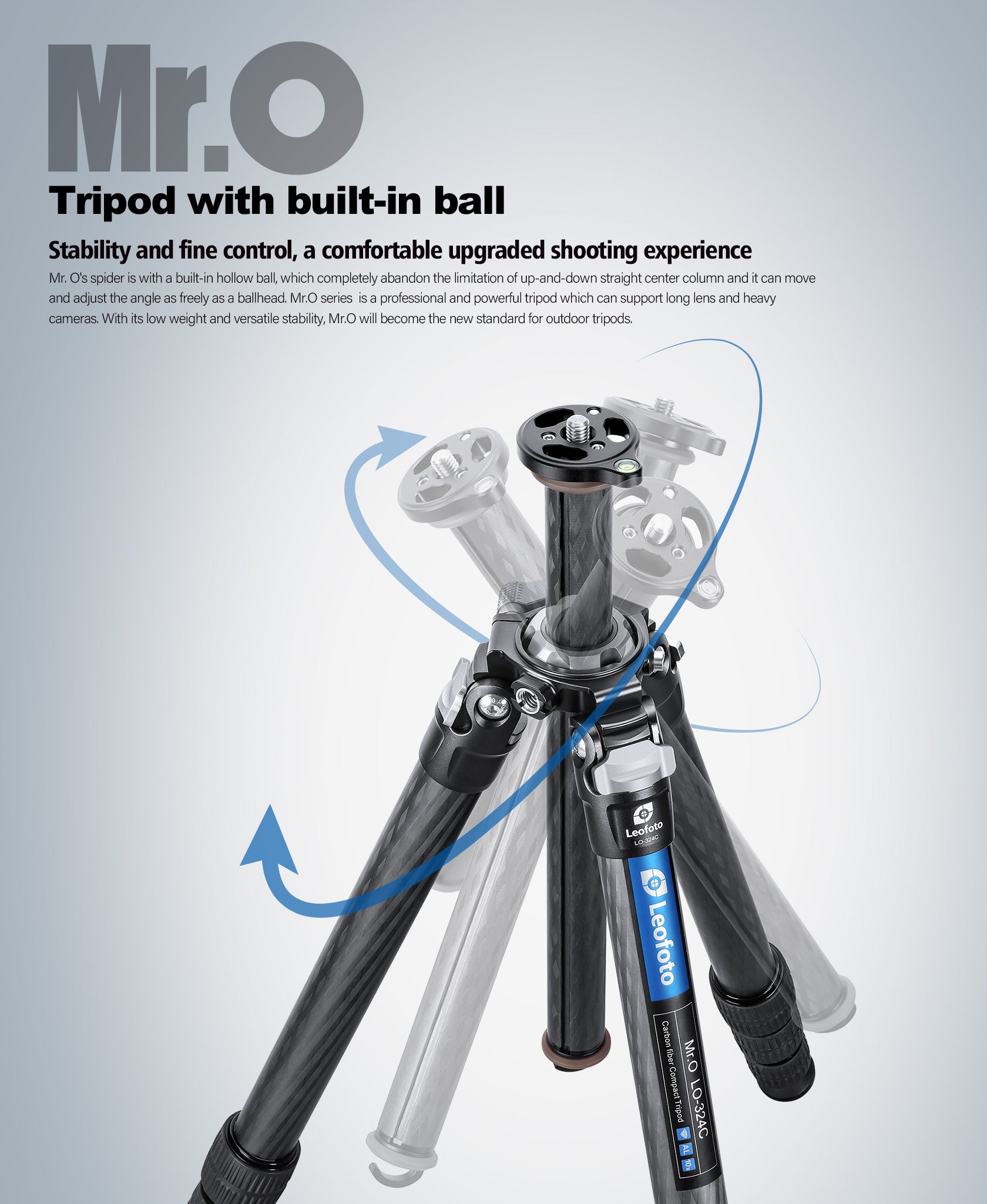 Leofoto LO-324C Tripod with Built-in Hollow Ball & Bag
