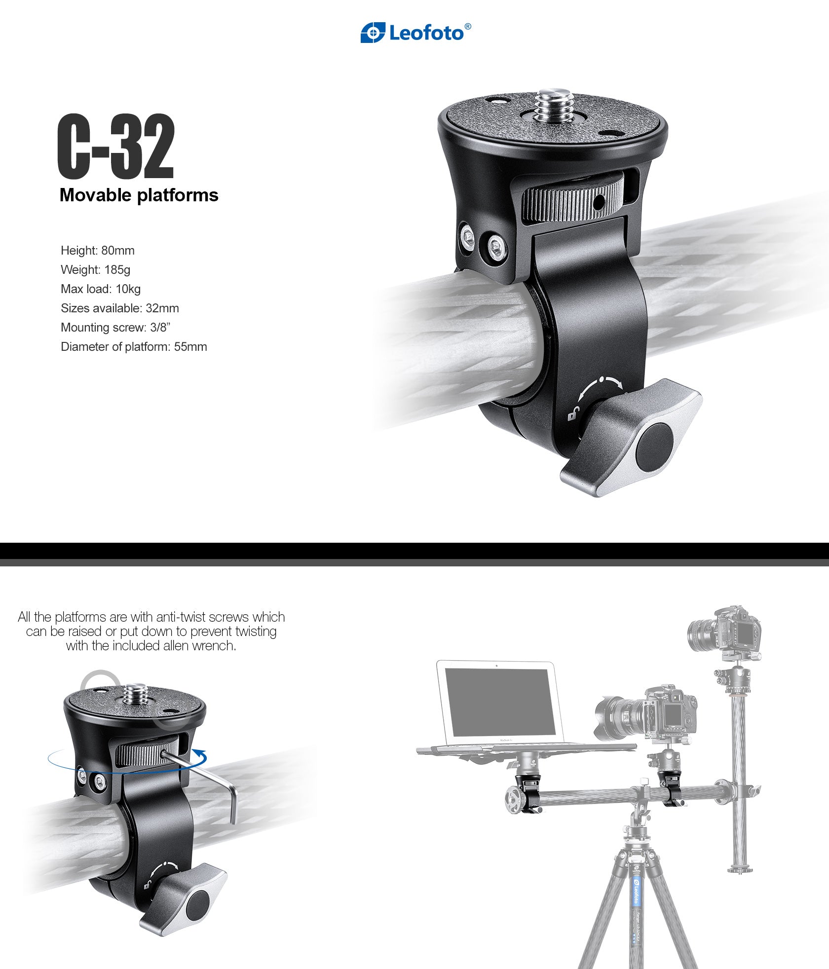 Leofoto C-32 Replacement Mount Platform for HC-32 Kit