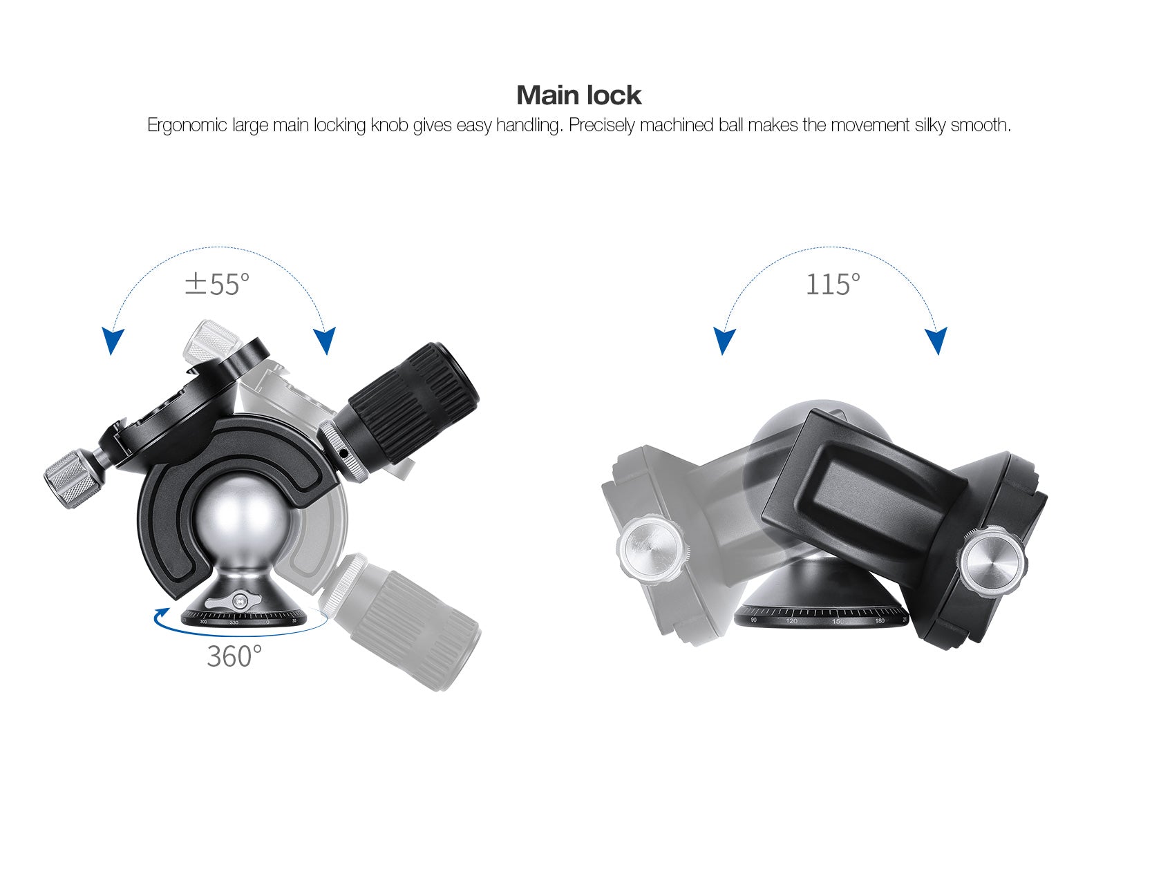 Leofoto MH-60 Full Dynamic Ball Head /w Handlebar Control | Arca Compa
