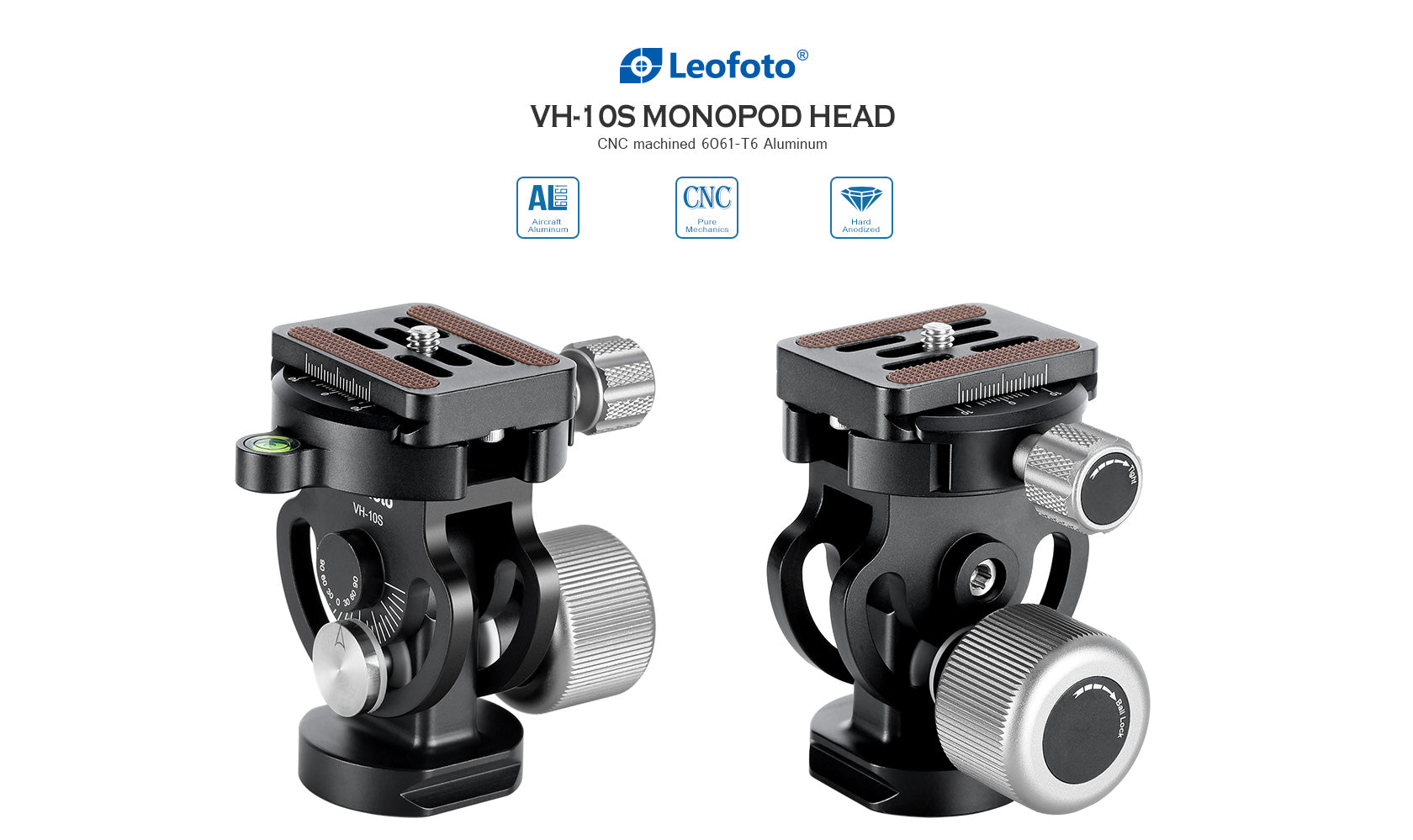 Leofoto MP Series Carbon Fiber Monopod + VH-10S Two Way Tilt Head Set with Case