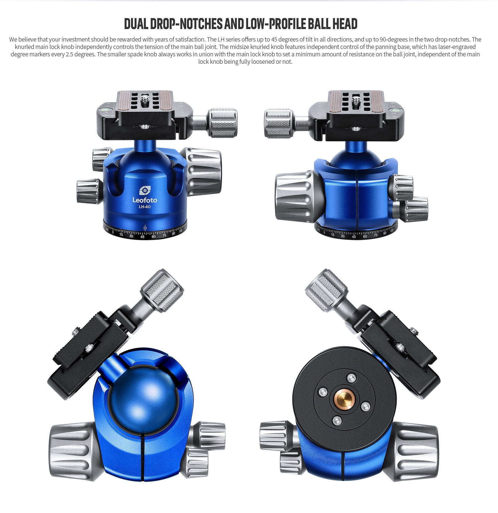 Leofoto LP-324C Poseidon Ocean Tripod + LH-40 Ballhead Set (Full Blue)