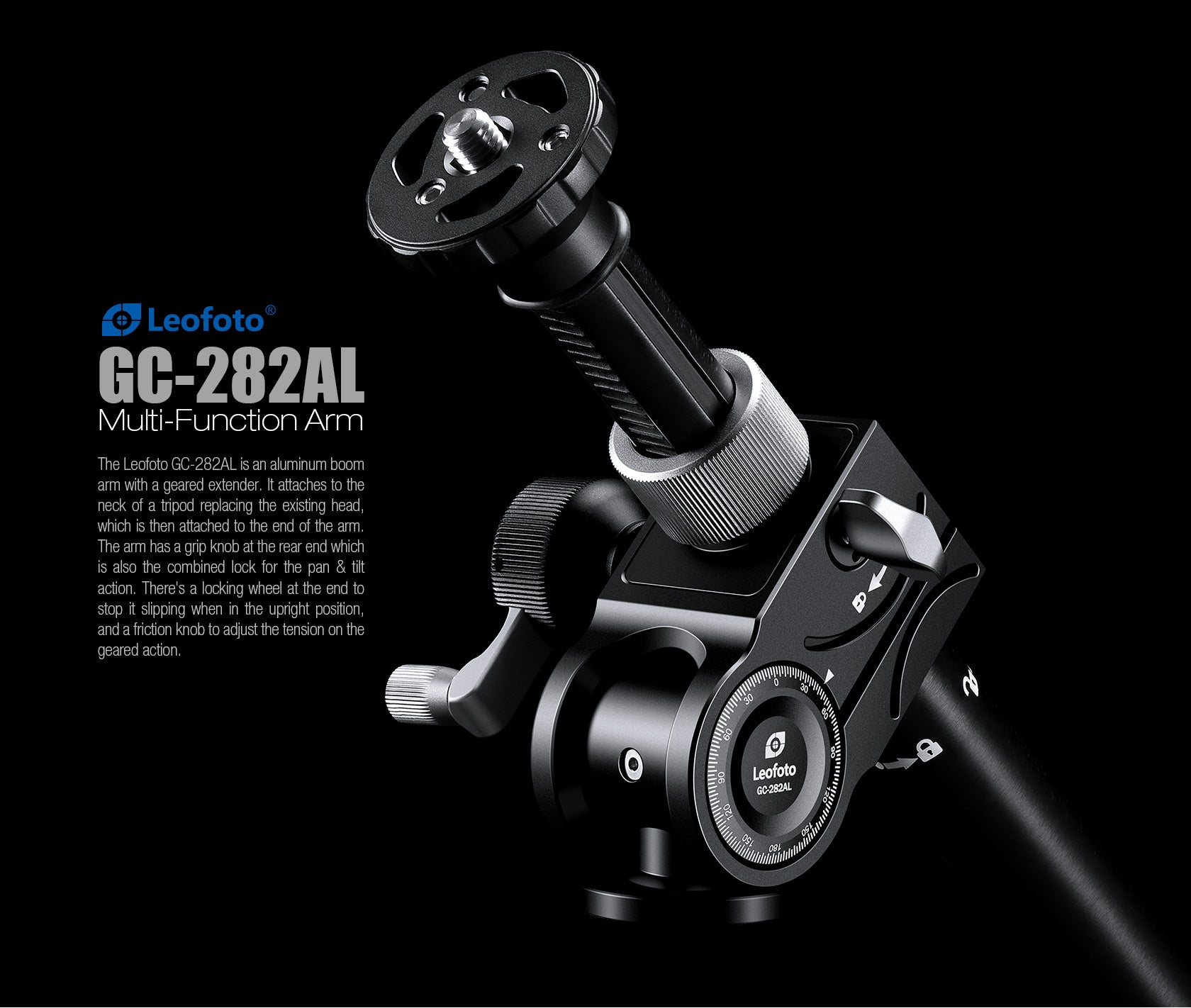 Leofoto GC-282AL Geared Multi-Function Boom Arm | Geared Driven Extension Drive