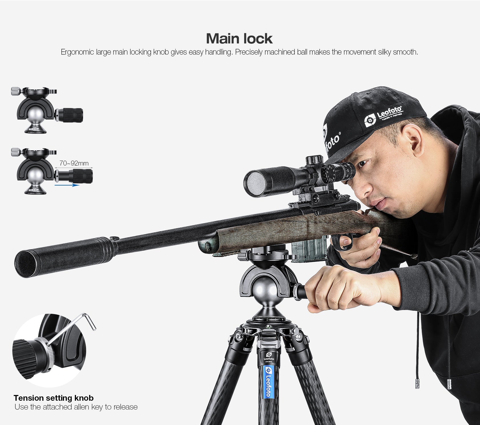 Leofoto MH-50 Full Dynamic Ball Head /w Handlebar Control | Arca Compatible | Ideal for Target Shooting