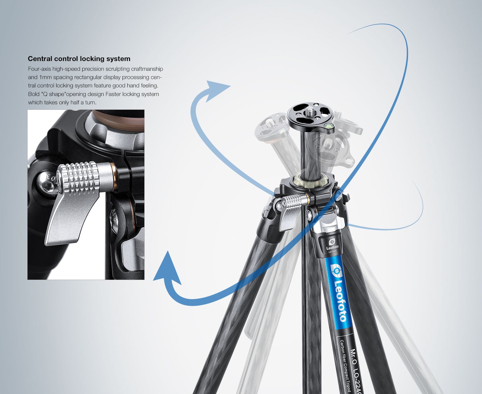 Leofoto LO-224C+BV-1 Video Tripod Kit with Built-in Hollow Ball & Bag