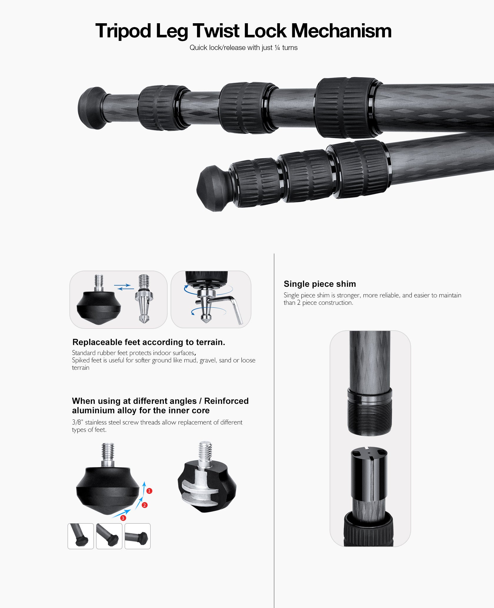 Leofoto LO-224C+BV-1 Video Tripod Kit with Built-in Hollow Ball & Bag