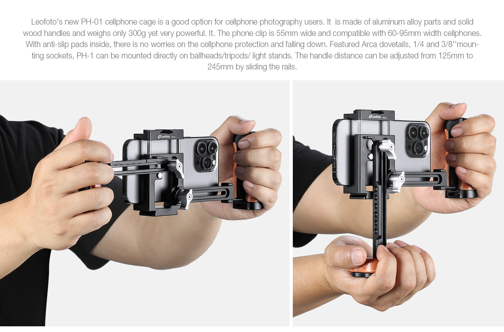 Leofoto PH-01 Mobile Video Kit with Wood Handles