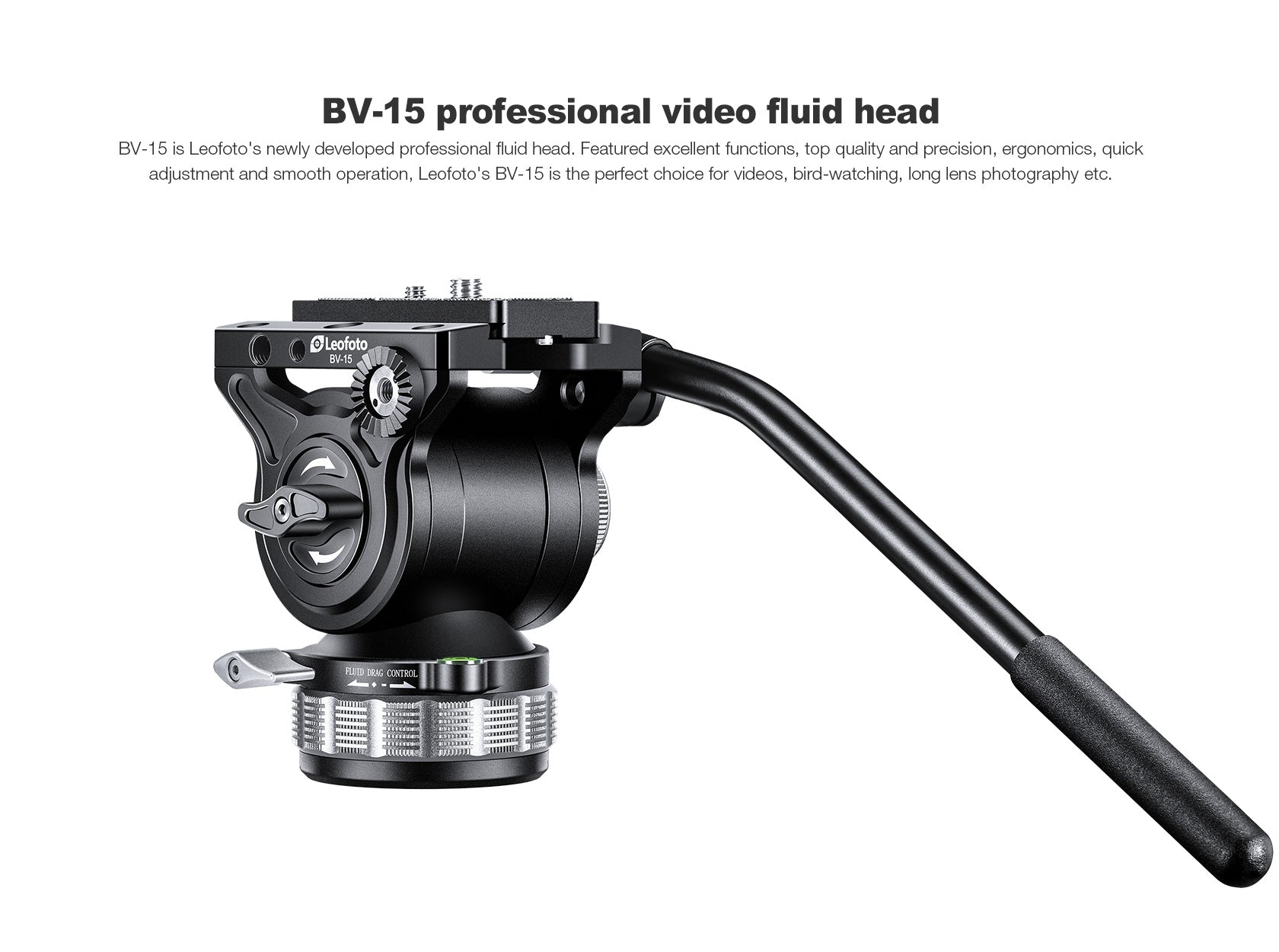 Leofoto BV-15 70mm Fluid Video Head with PU-100D 100x38mm QR Plate | A