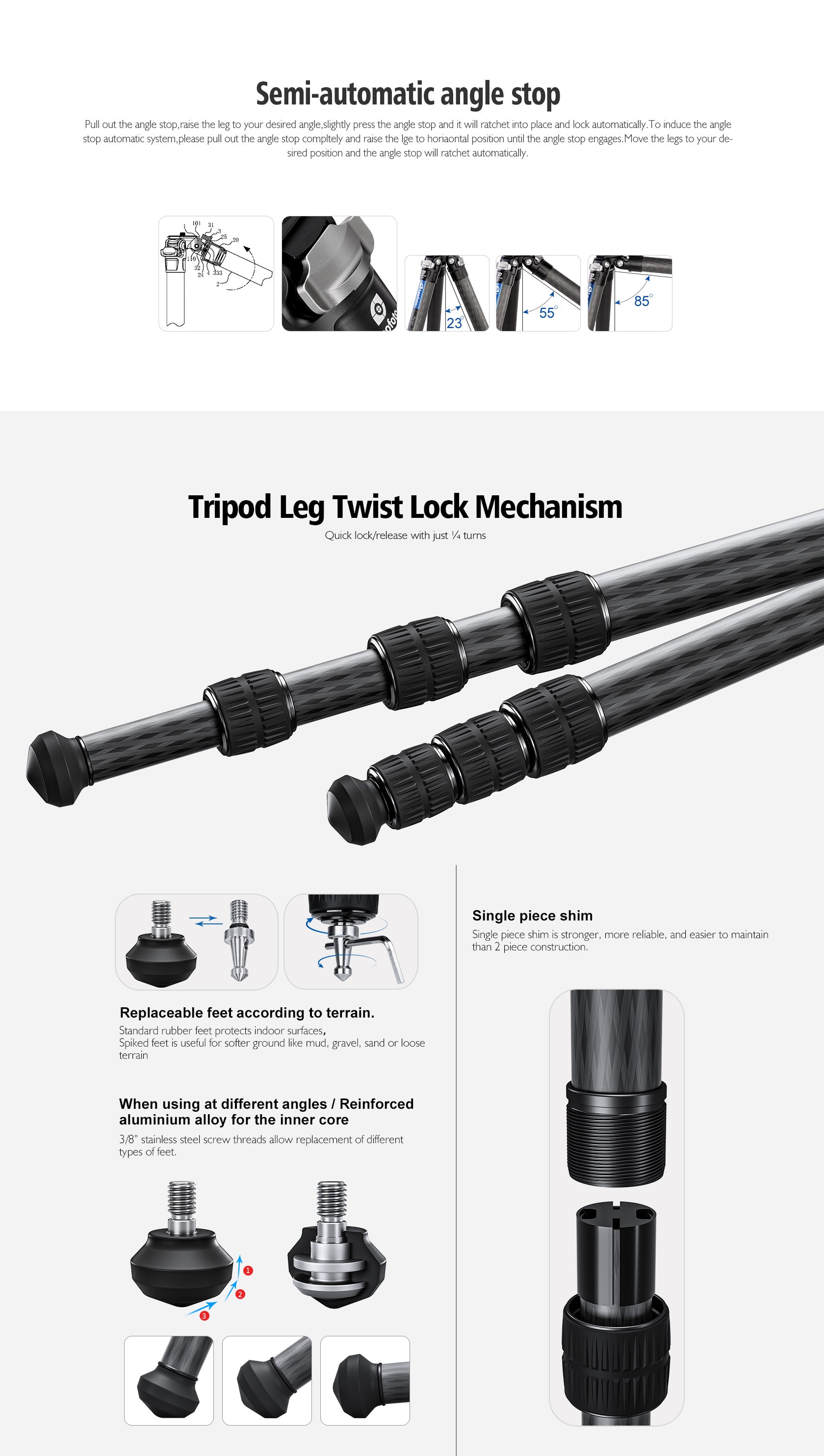 Leofoto SK-324C Rifle Tripod with Integrated Knob Control Ballhead | Arca + Picatinny Compatible