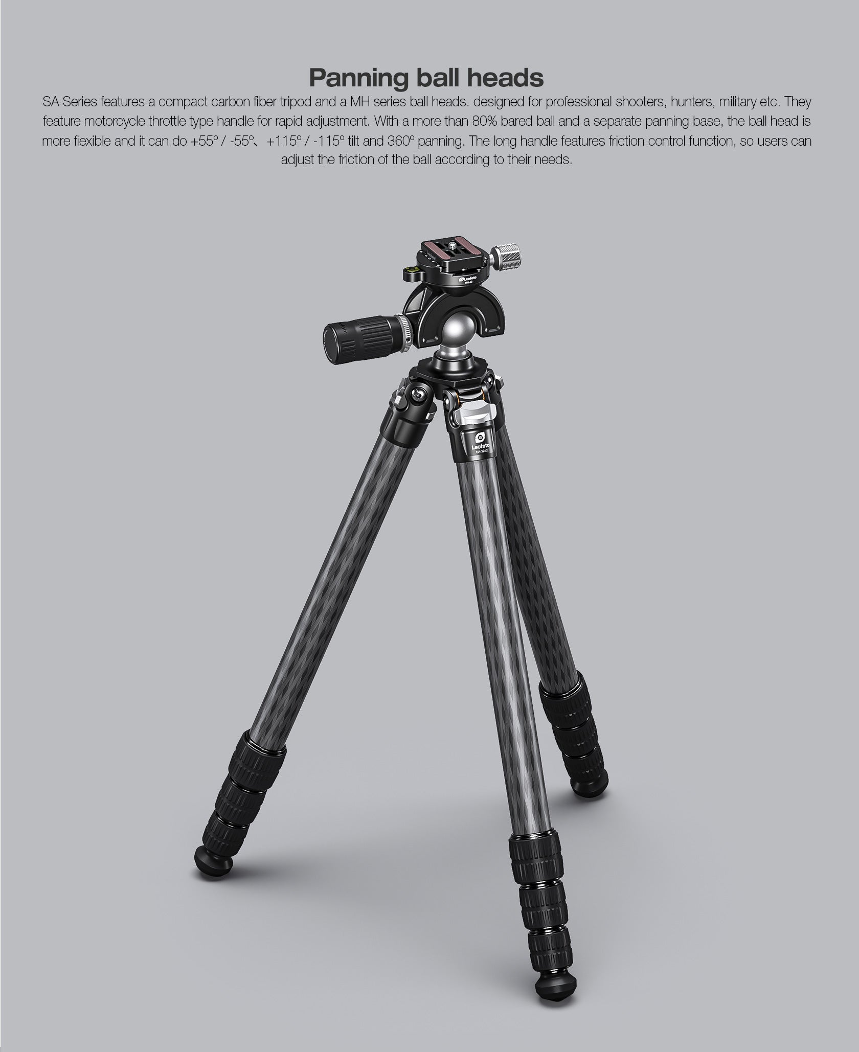 Leofoto SA-324C/CL(Long)+MH-40S Rifle Tripod with Dynamic Ball Head Se