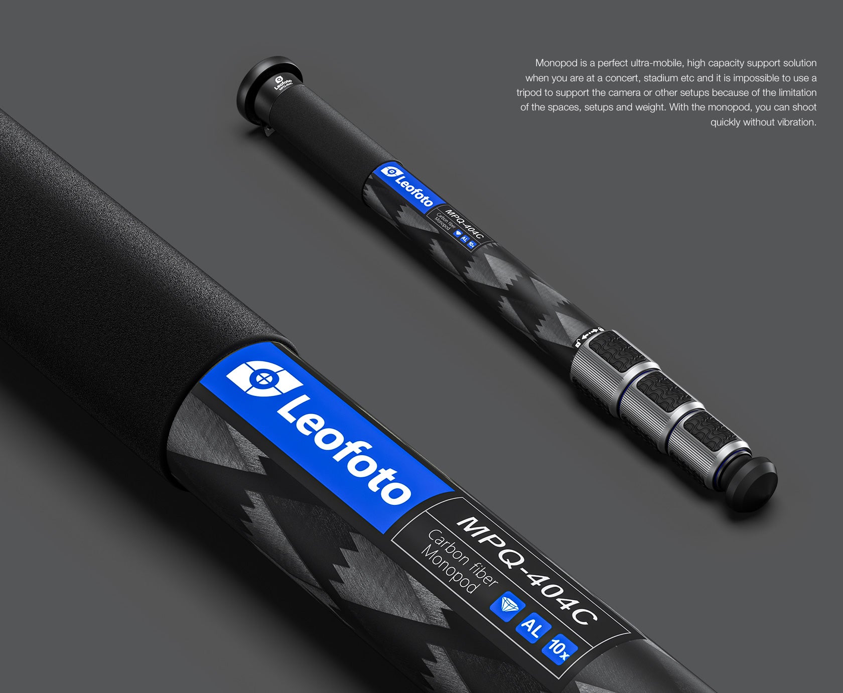 Leofoto MPQ-40 Series Premium Carbon Fiber Monopod with Case | Water-Proof Legs