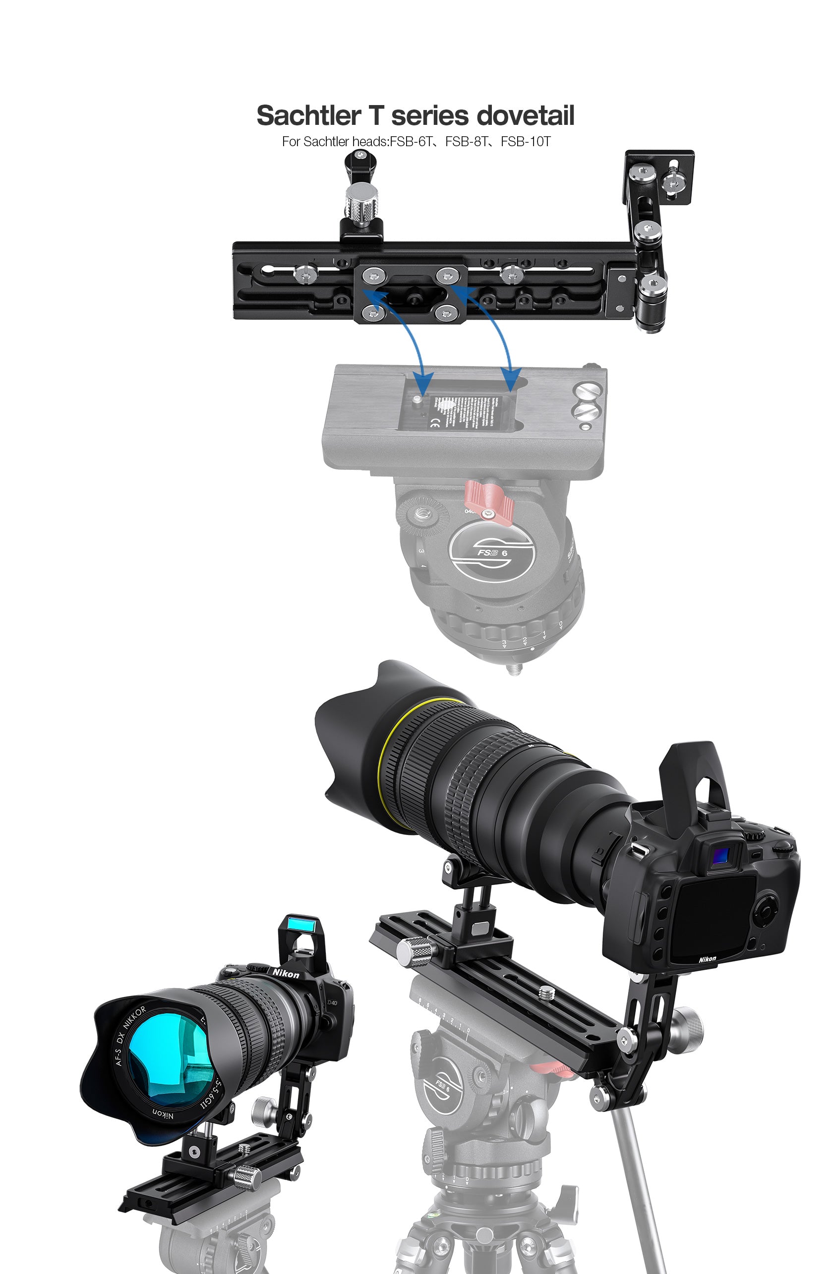 Leofoto VR-220Kit Updated 220mm Dual Pivot Long Lens Support for Manfrotto/  Sachtler Tripod Head