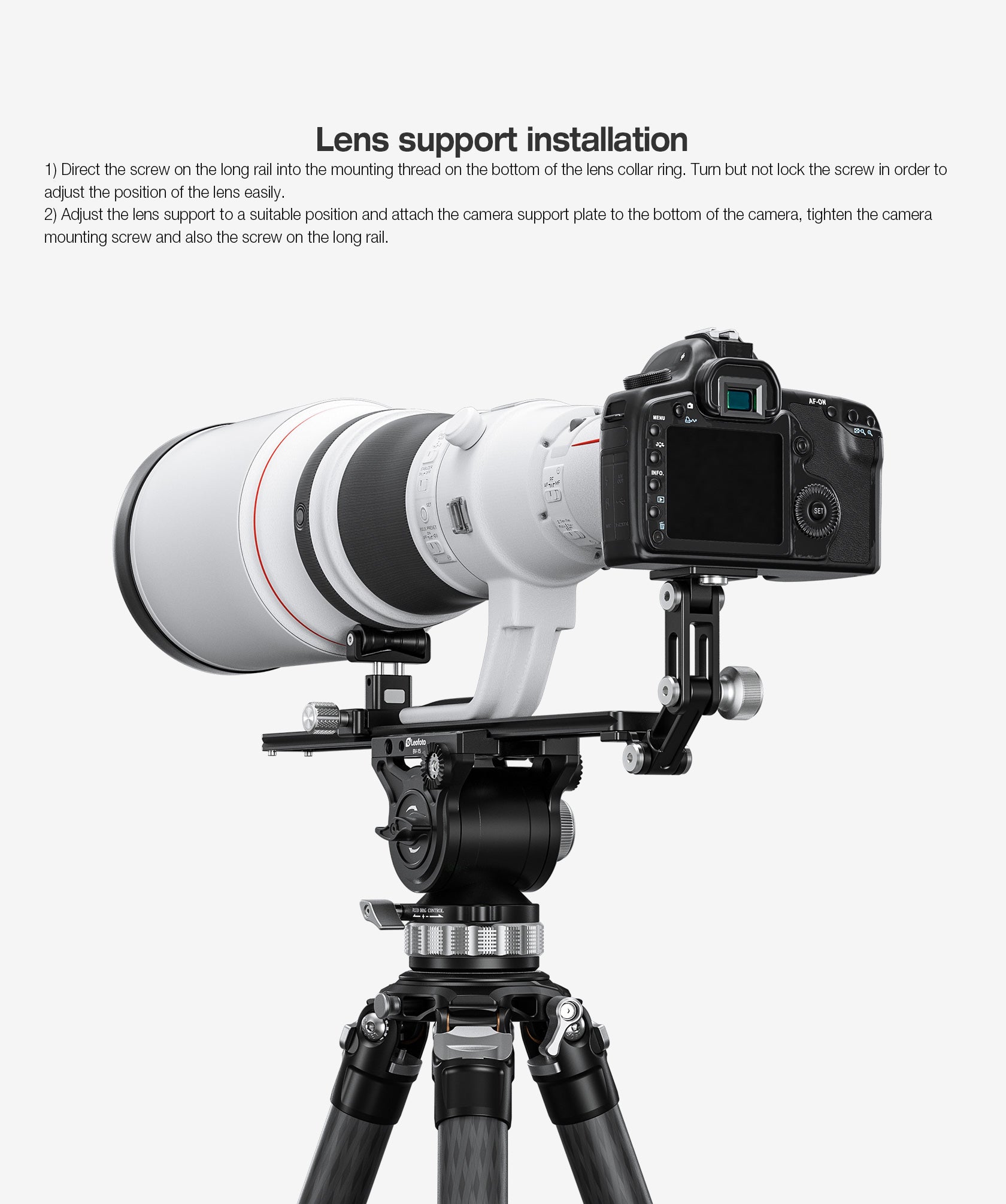 Leofoto VR-400Kit Updated 400mm Dual Pivot Long Tele Lens Support for