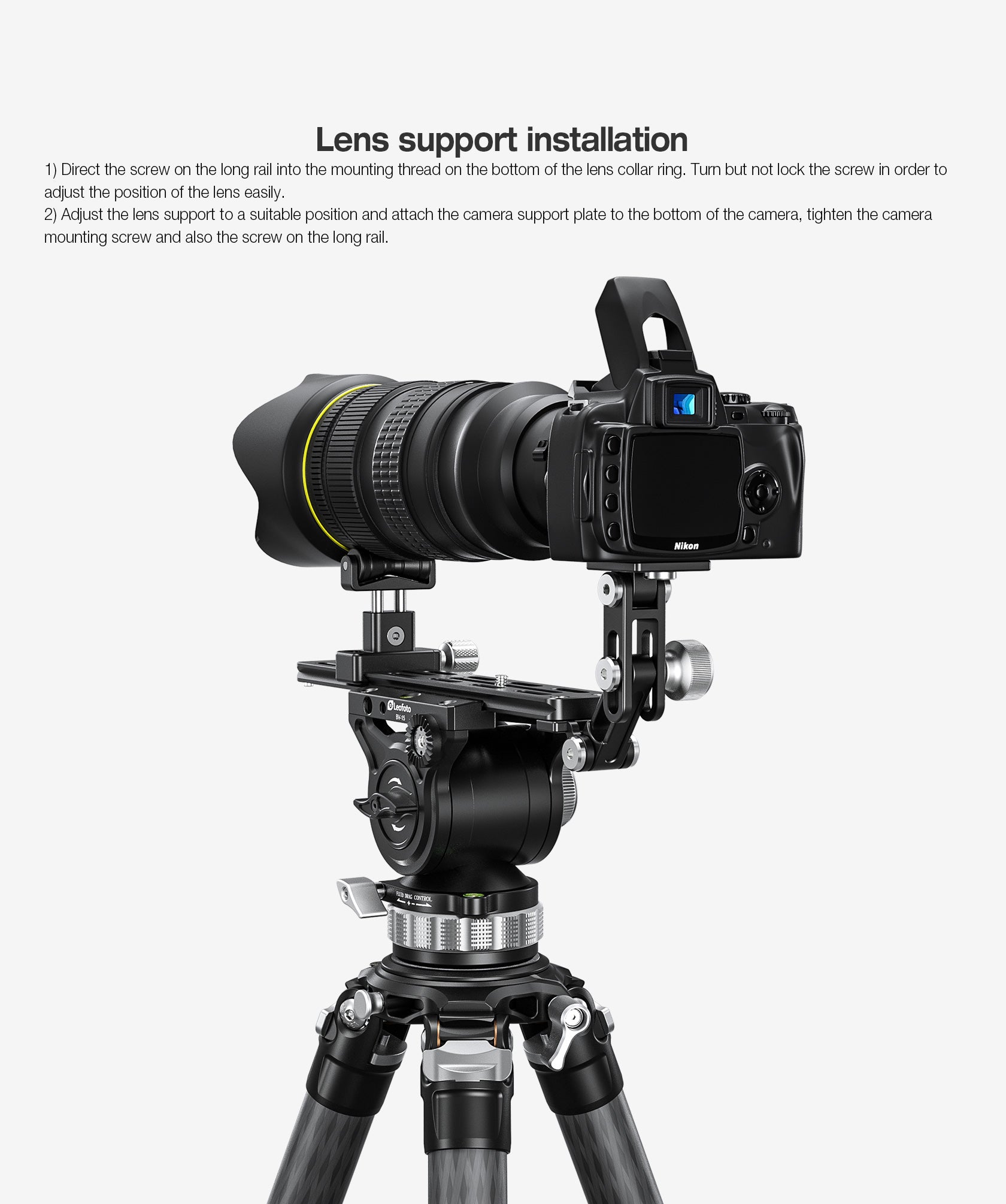 Leofoto VR-250Kit Updated 250mm Dual Pivot Long Tele Lens Support for