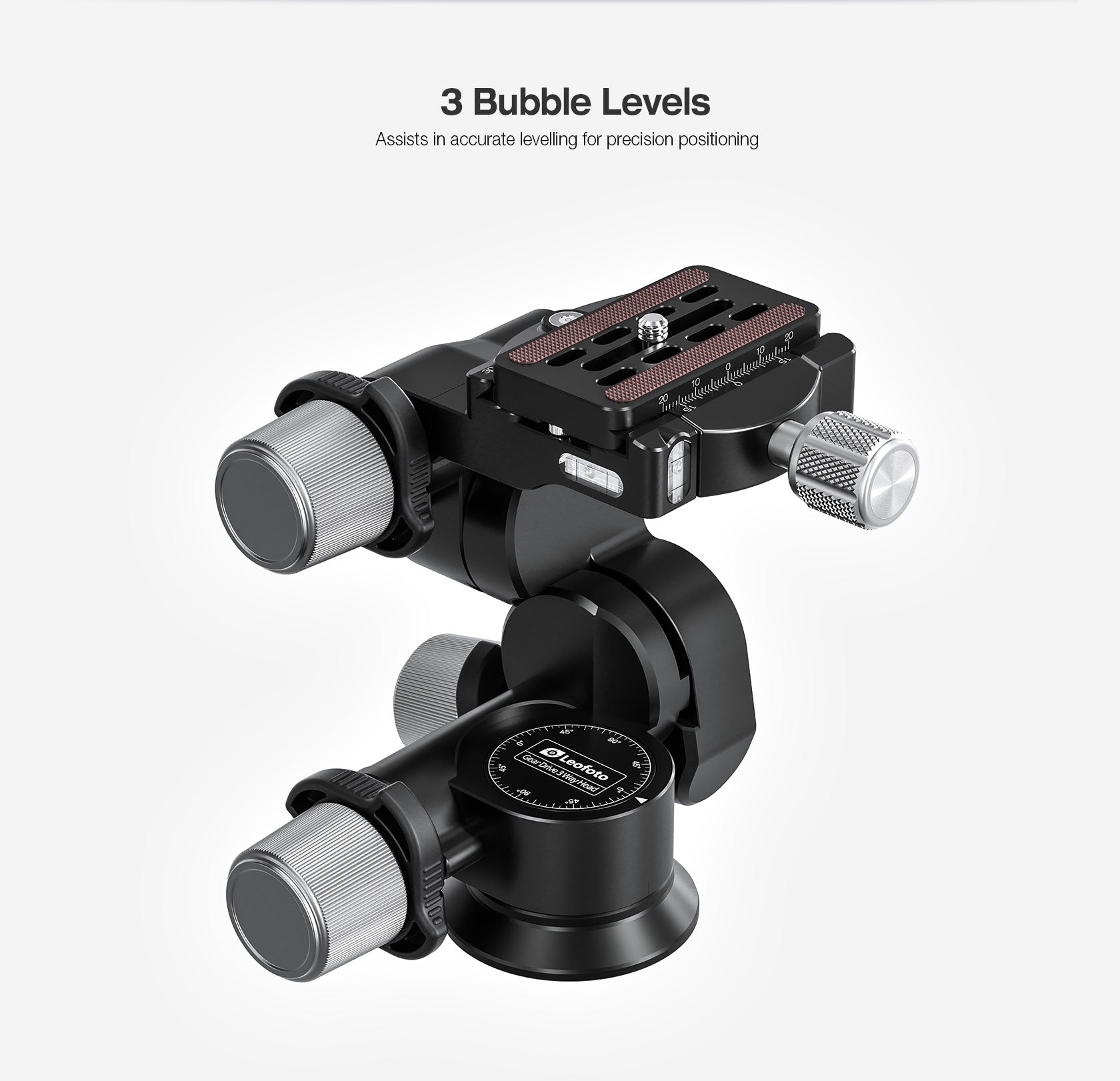 Leofoto GW-01 3-Way Geared Head with QR Plate | Arca Compatible