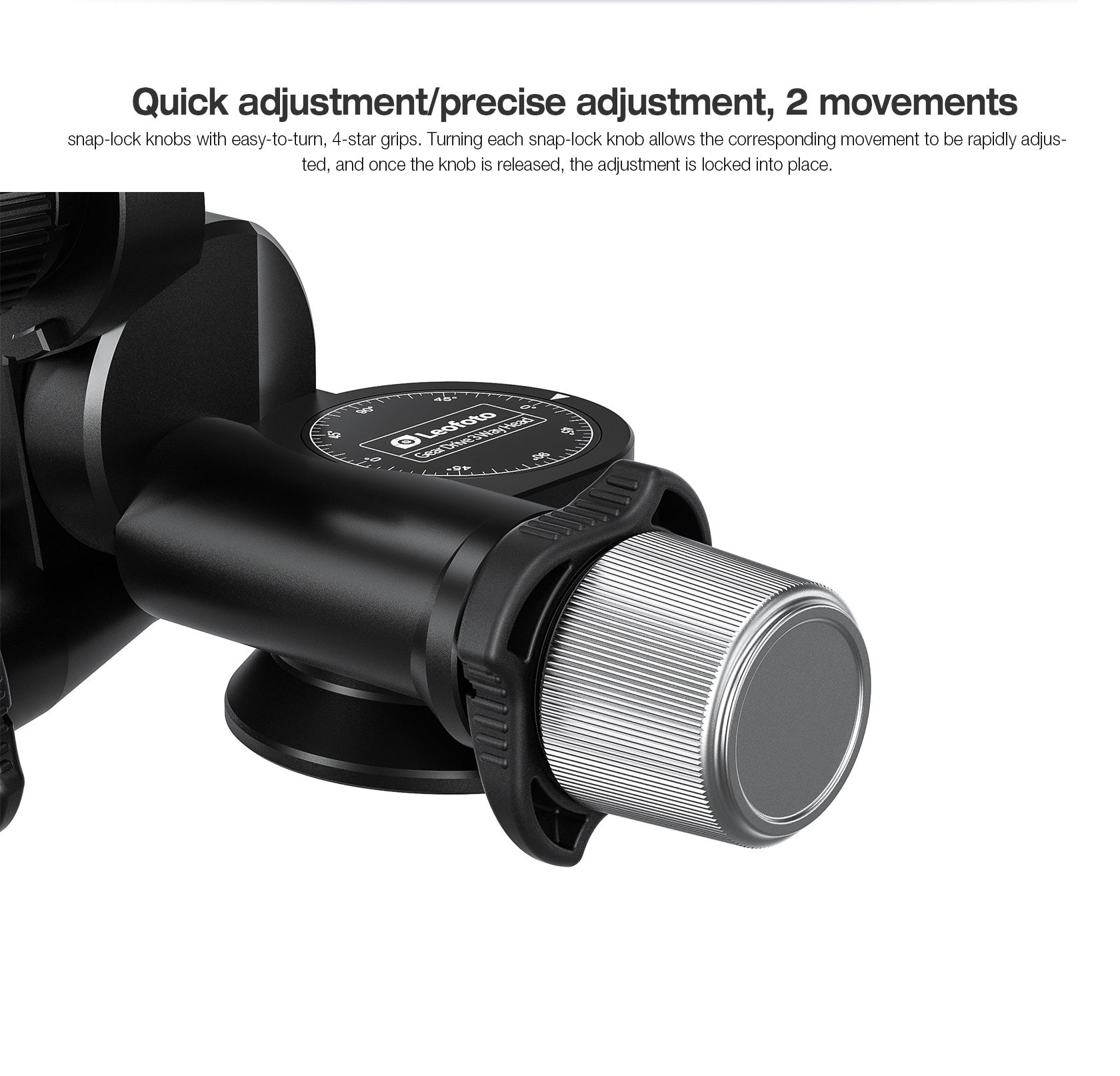 Leofoto GW-01 3-Way Geared Head with QR Plate | Arca Compatible