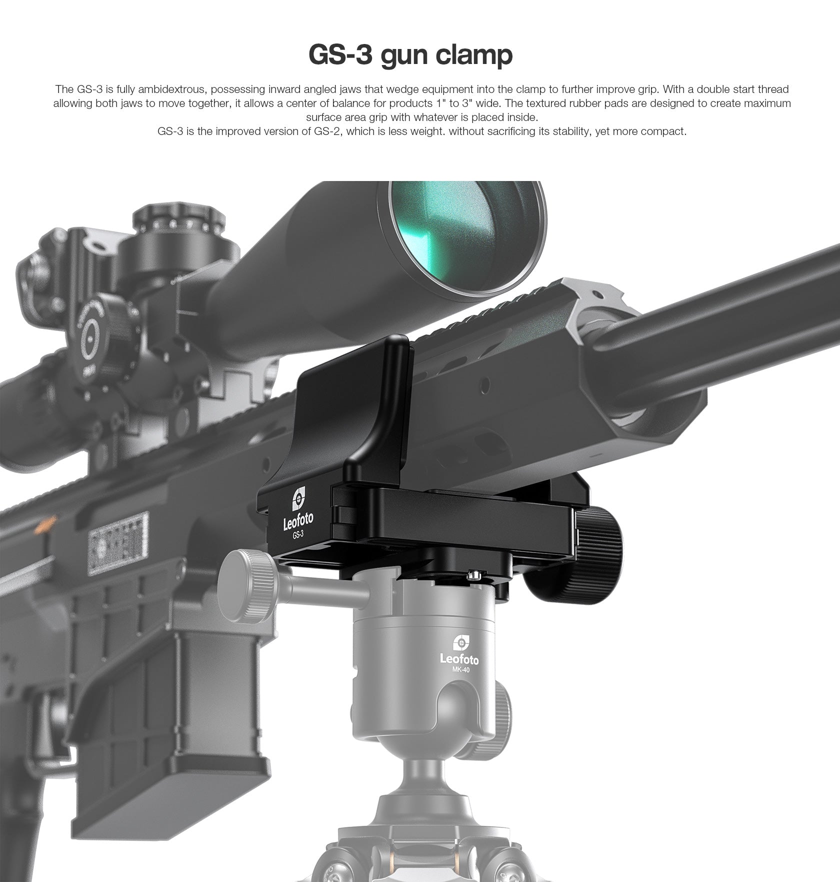 Leofoto GS-3 Lightweight Clamp Mount | Arca Compatible + 3/8"