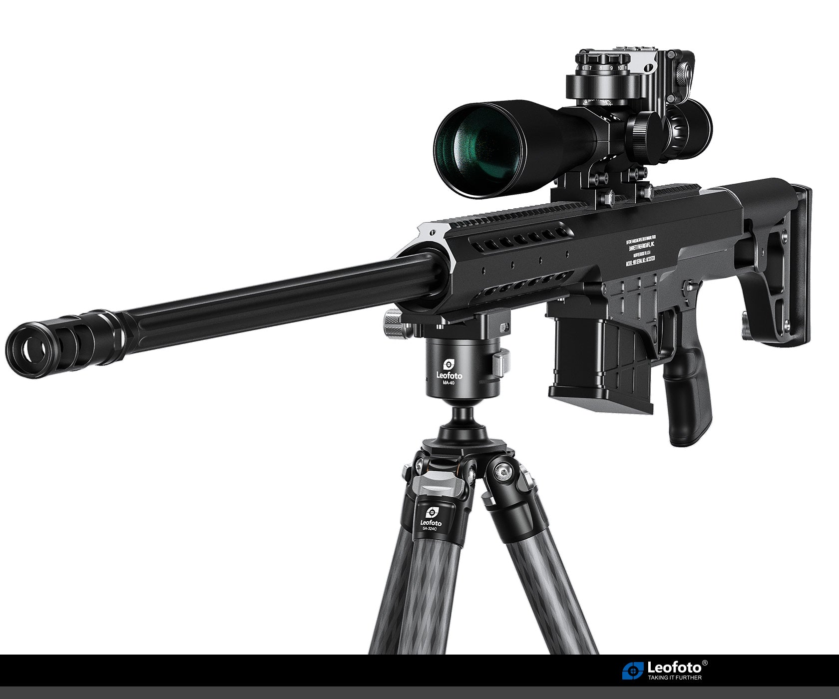 Leofoto SA Rifle Tripod + MA-40 Rapid-Lock Ball Head Set (Max Load: 33-44lbs)