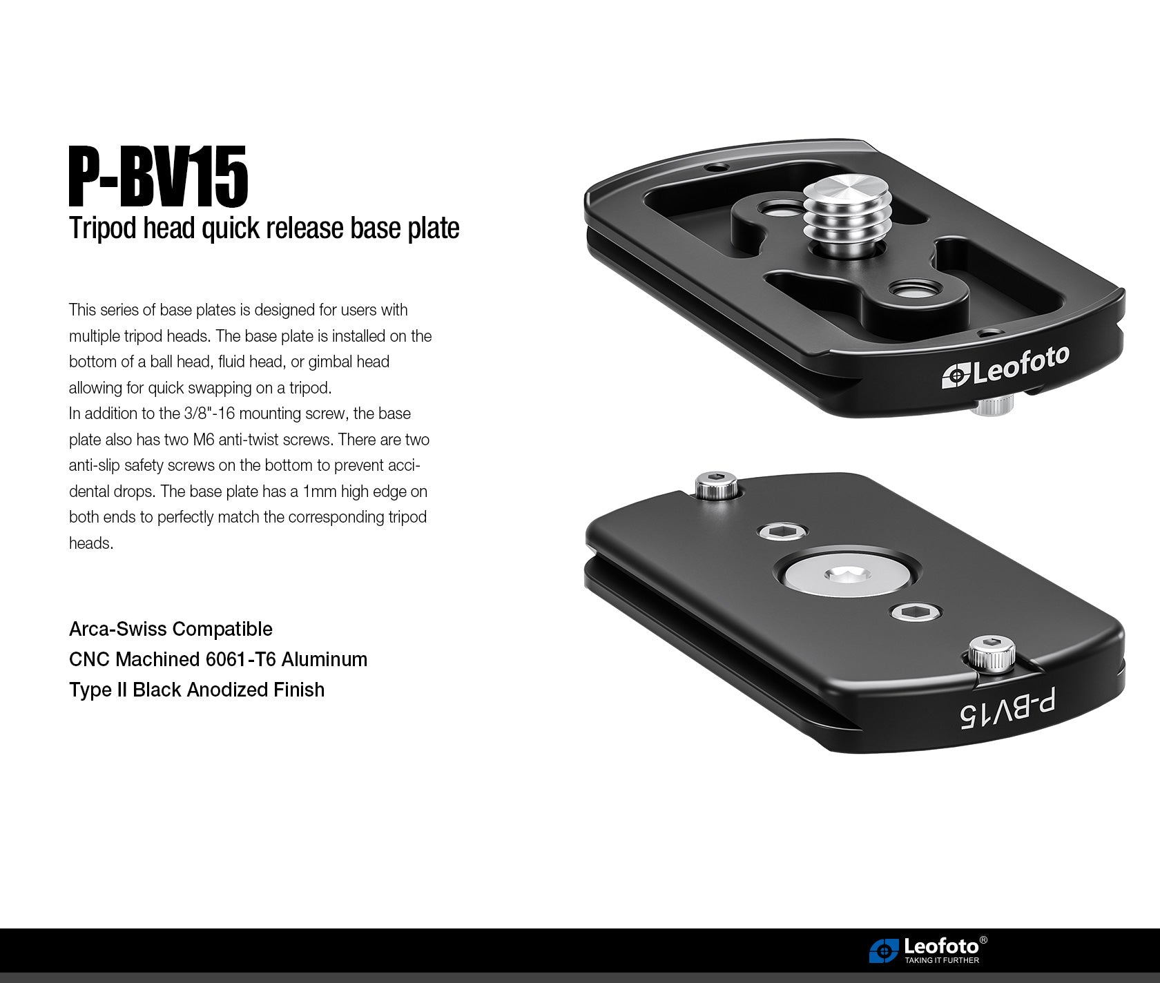 Leofoto P Series Arca-Type Base Plates for Heads