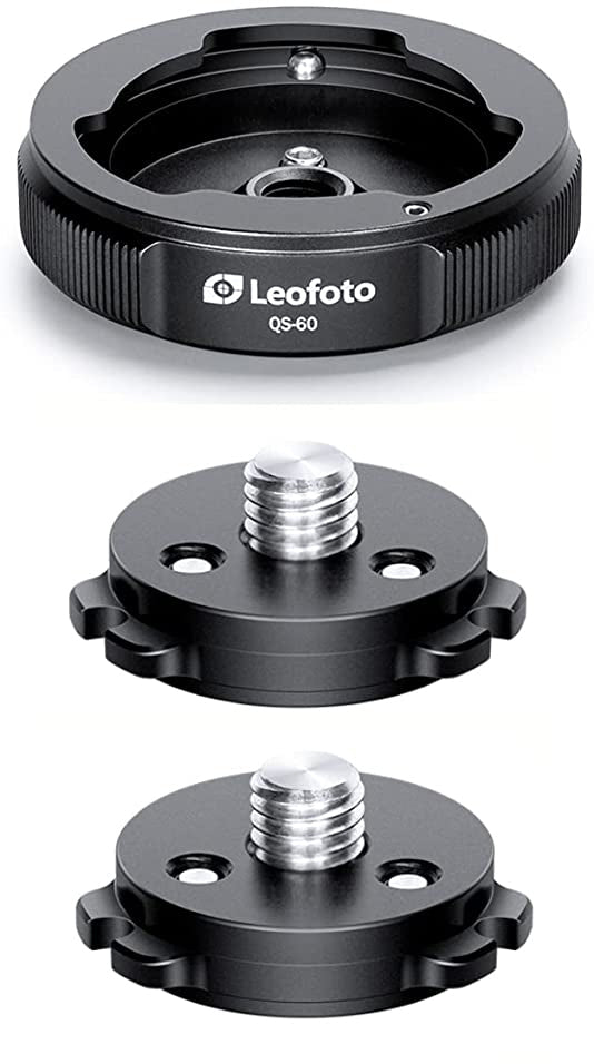 Leofoto QS-60M: x1 QS-60 Receiver Base and x2 Q60 Connecting Plates, Ballhead Quick-Link System 3/8"