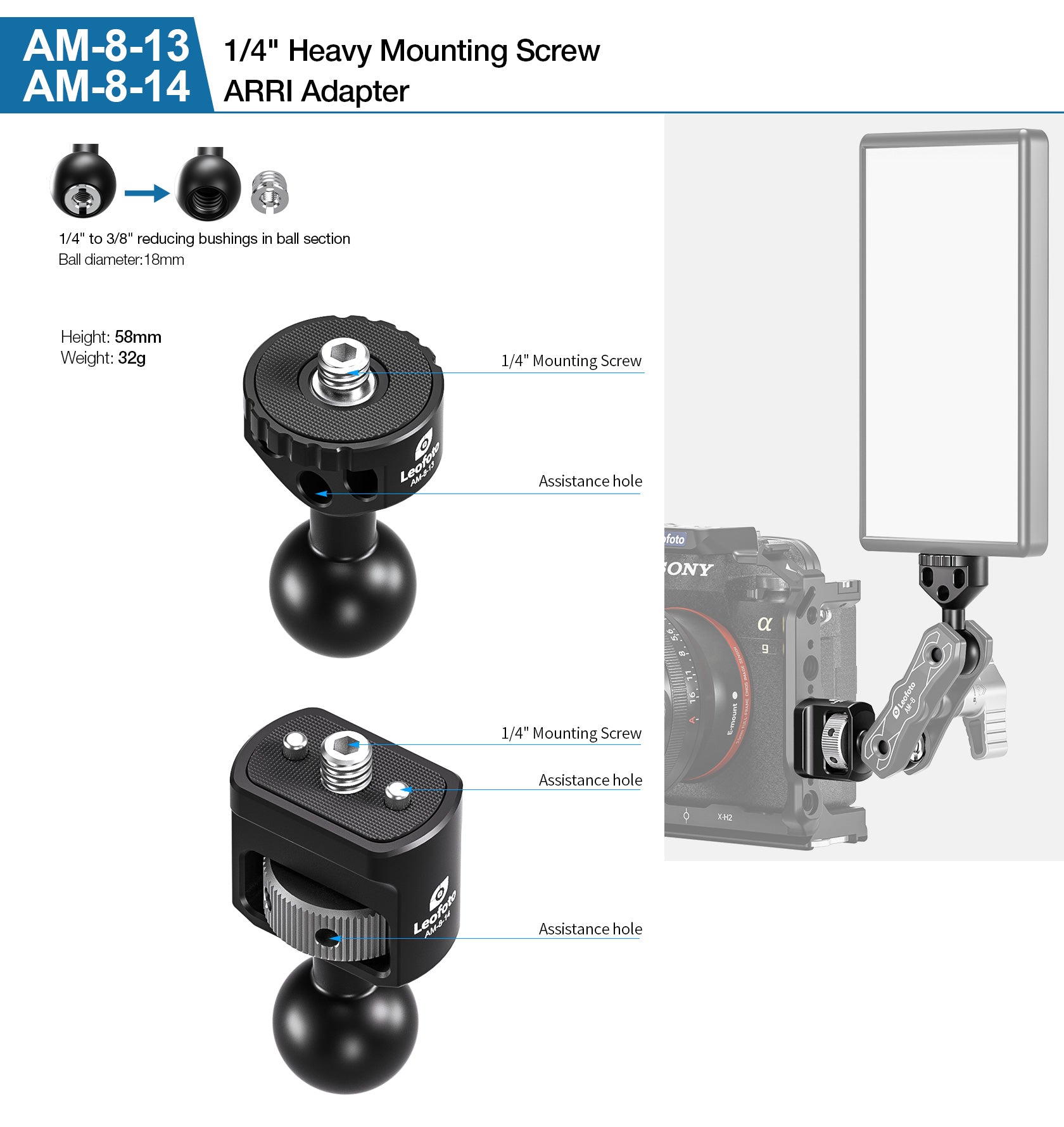 Leofoto AM-5 / AM-6 Versa Magic Arm Heavy-Duty Multi-Purpose Accesso