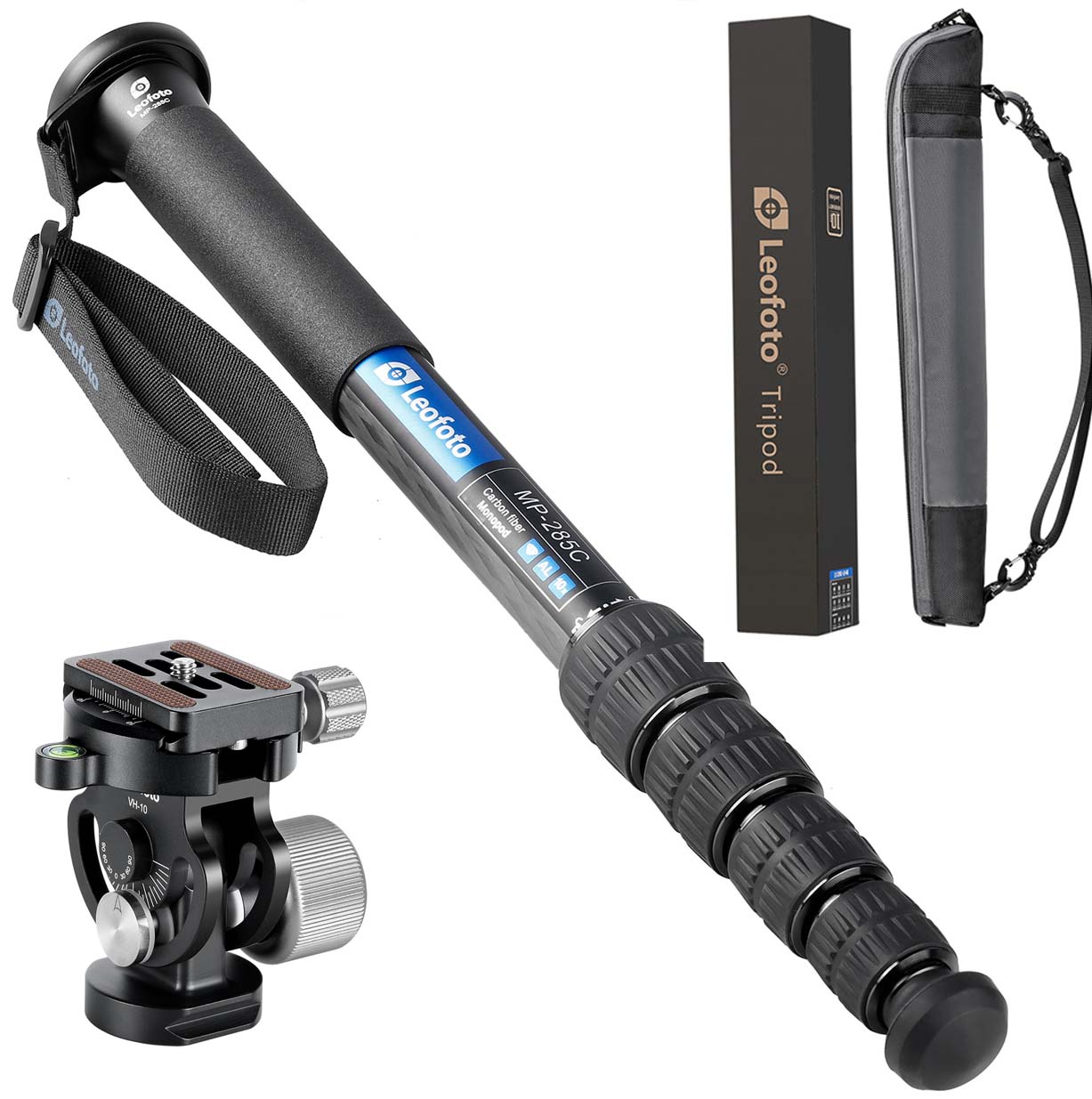 Leofoto MP Series Carbon Fiber Monopod + VH-10S Two Way Tilt Head Set