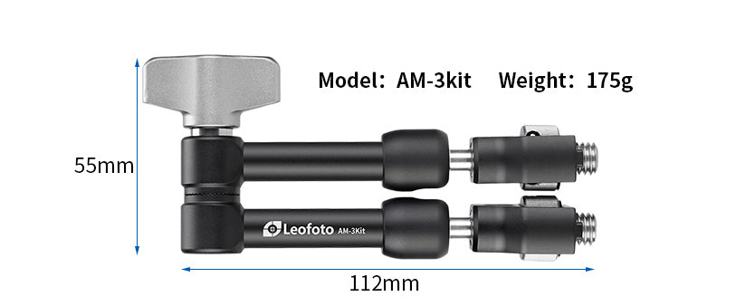 Leofoto AM-3 / AM-4 Kit Versa Magic Arm | Anti-Twist Adapter | 3/8th Mounting Screws