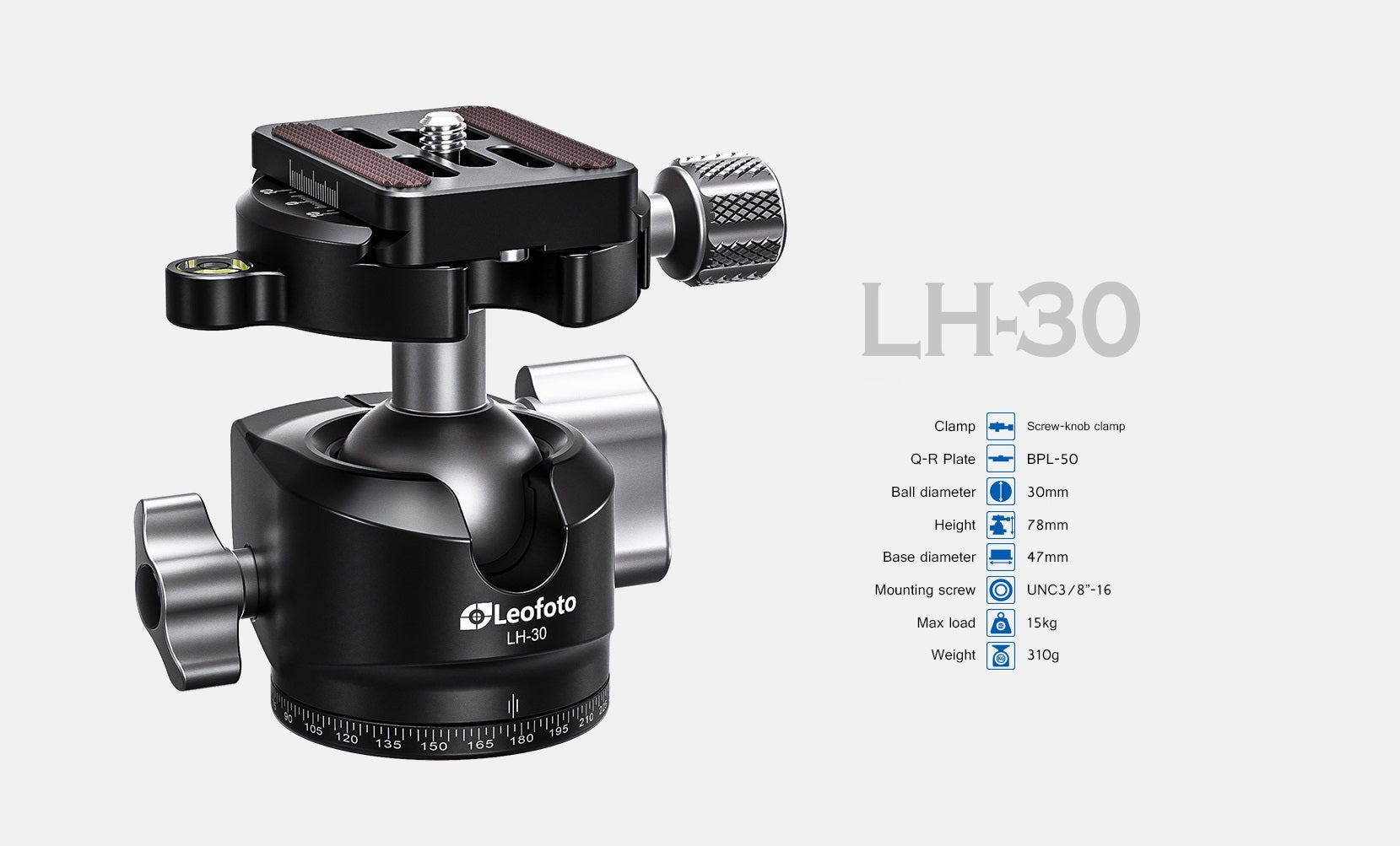 Leofoto LH-30 Low Profile Ball Head + QR Plate | Arca Compatible