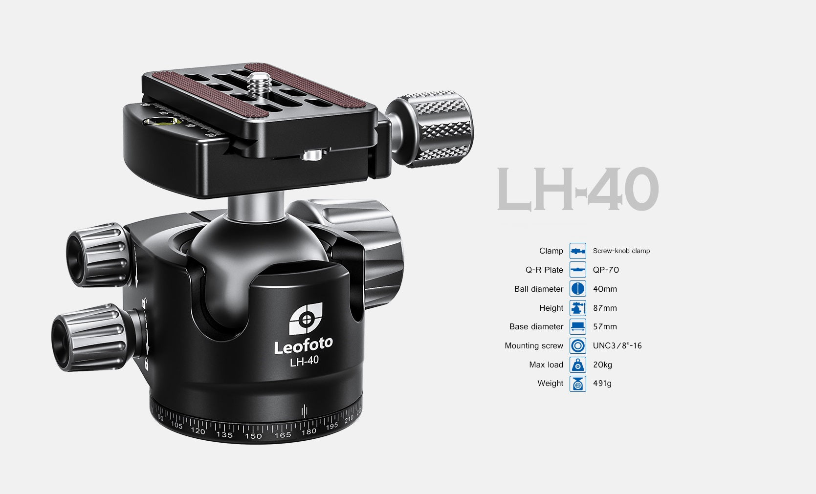Leofoto LQ-324C Premium Carbon Fiber Tripod + LH-40/LR Low-Profile Ballhead with Quick Swap Center Column+Apex Platform and Tripod Bag