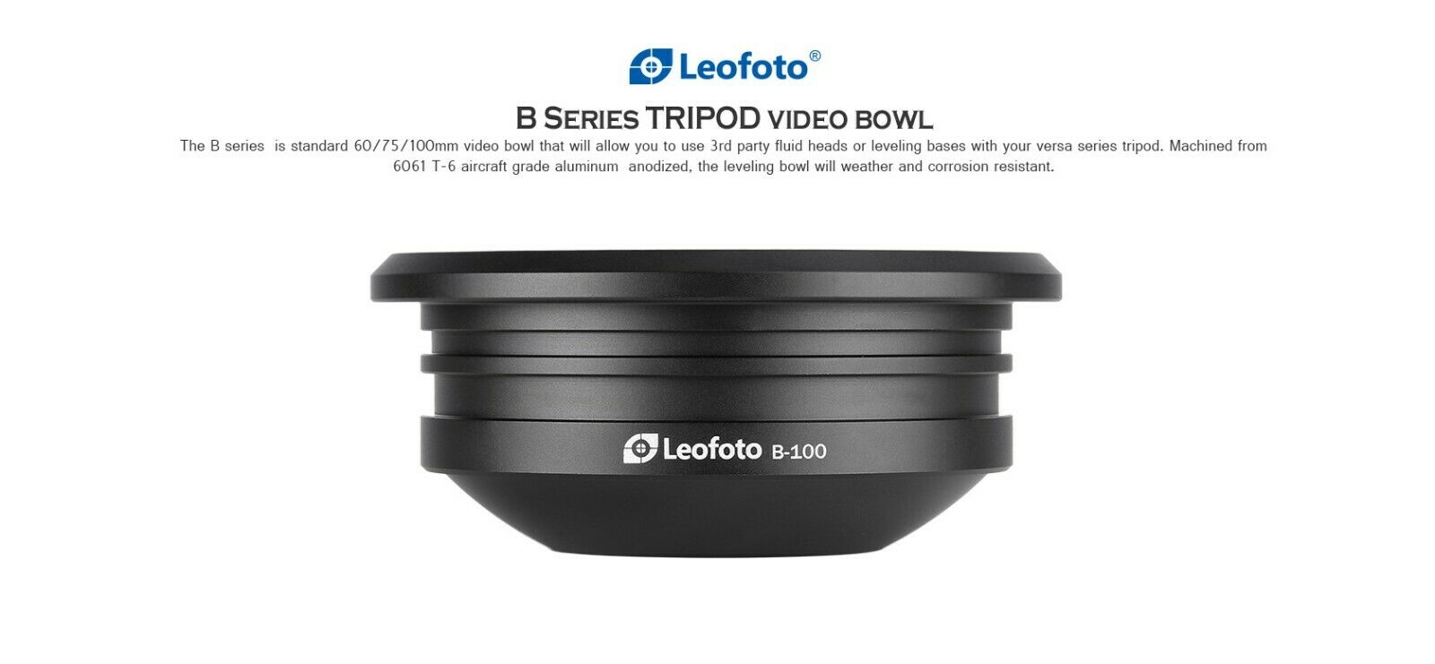 Leofoto BA-100 100mm Half-Bowl Video Head Adapter for Gitzo 5 series and Leofoto LM/N-4 series