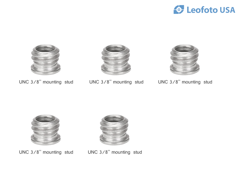 Leofoto Mounting Stud/ Reducing Bushing 3/8"-16 to 1/4"-20 (5-Pack)