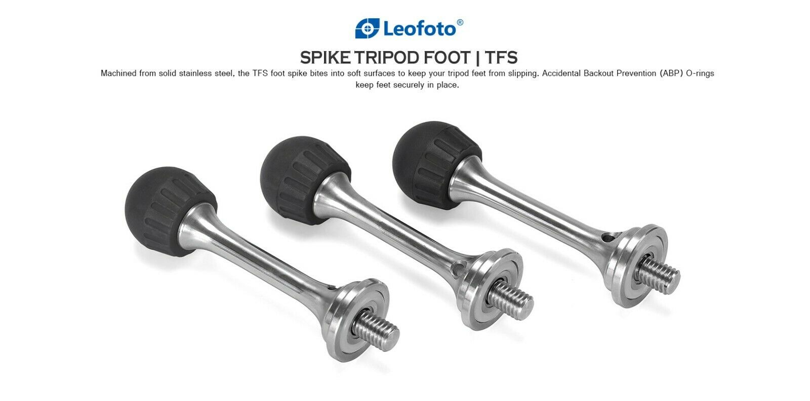Leofoto TFS, TFS-S3/8, TFS-S1/4 Set of 3 Long Spike/Rubber Foot Set / Universal Tripod Feet